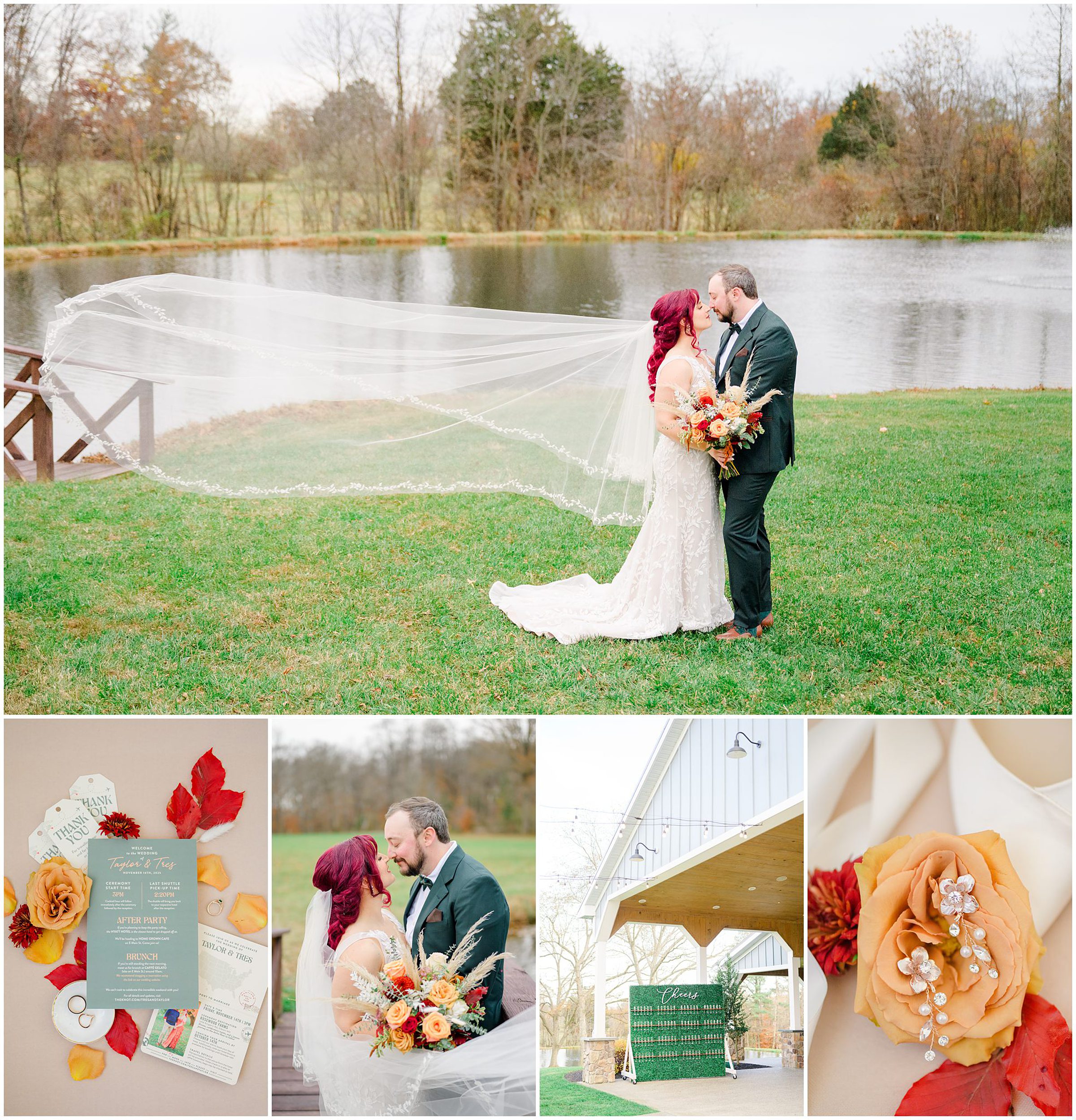 Colorful fall wedding day at Rosewood Farms in Elkton, Maryland photographed by Baltimore Wedding Photographer Cait Kramer.