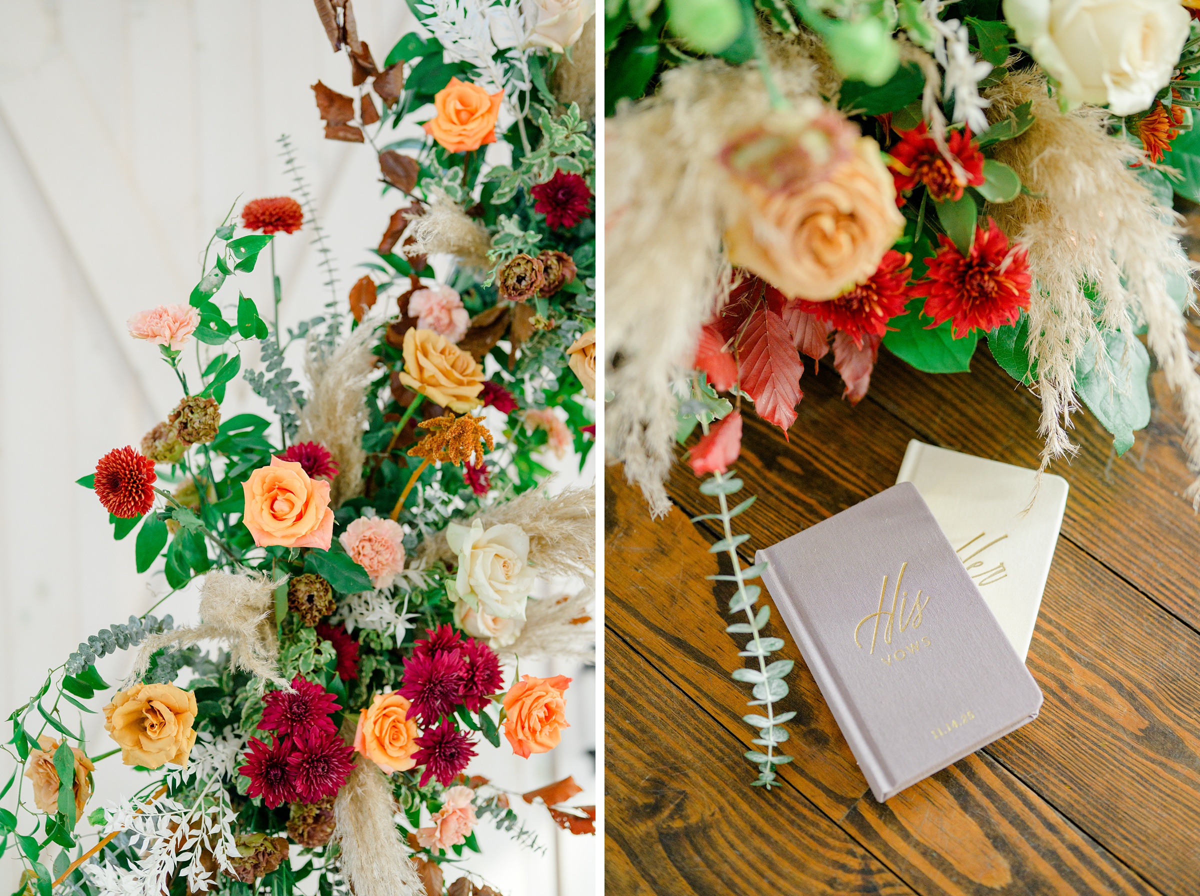 Colorful fall wedding day at Rosewood Farms in Elkton, Maryland photographed by Baltimore Wedding Photographer Cait Kramer.