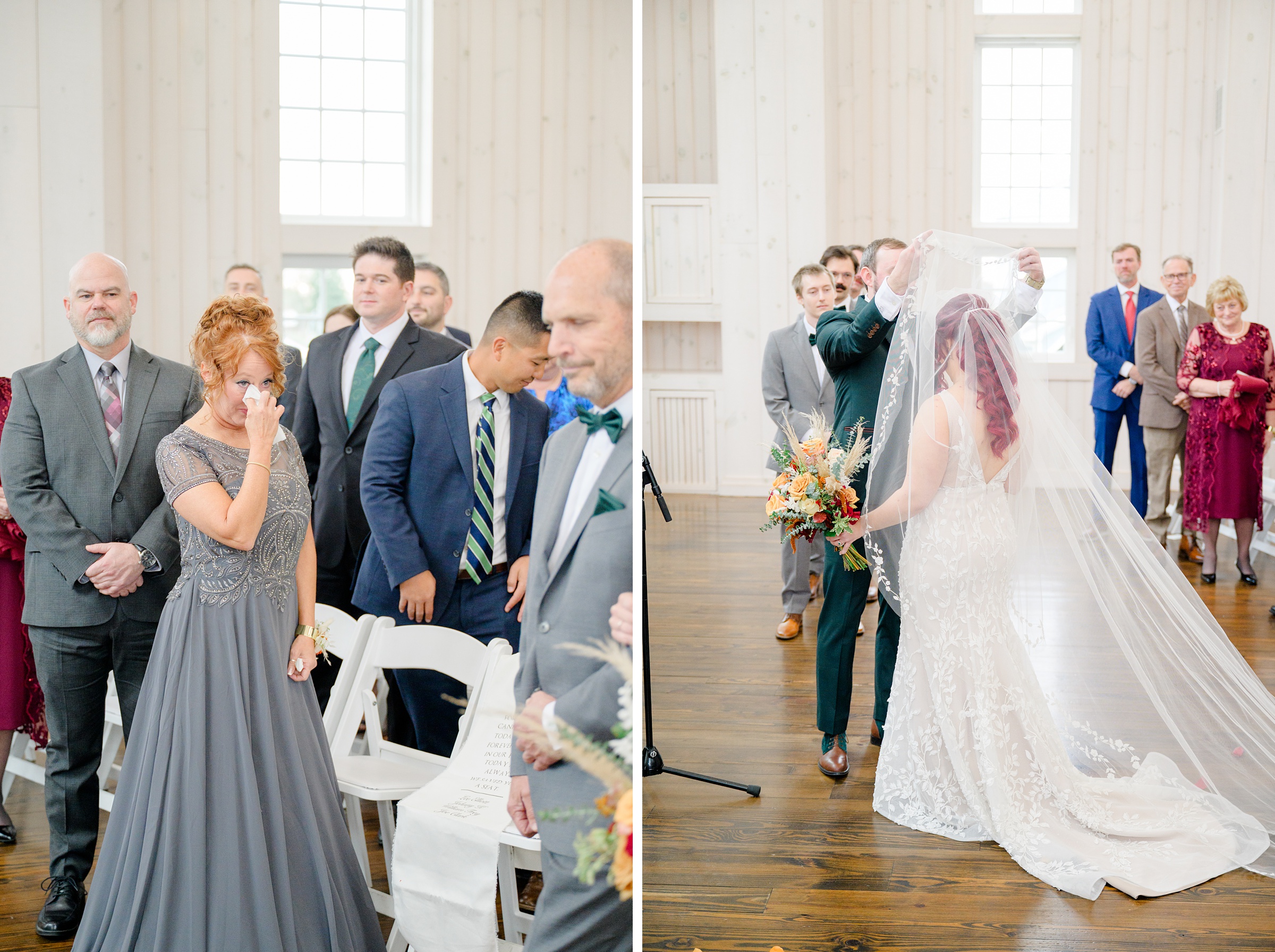 Colorful fall wedding day at Rosewood Farms in Elkton, Maryland photographed by Baltimore Wedding Photographer Cait Kramer.