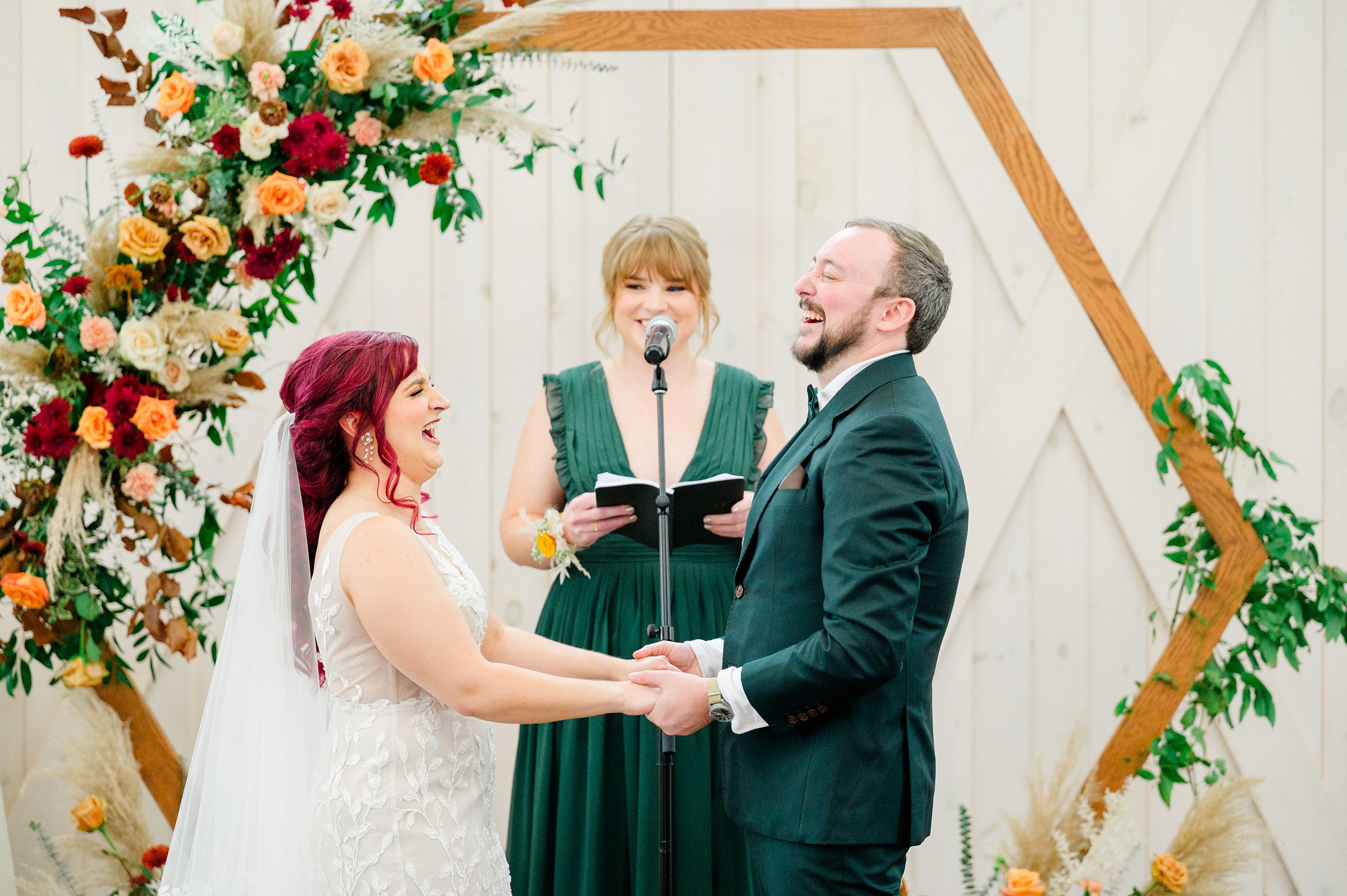 Colorful fall wedding day at Rosewood Farms in Elkton, Maryland photographed by Baltimore Wedding Photographer Cait Kramer.