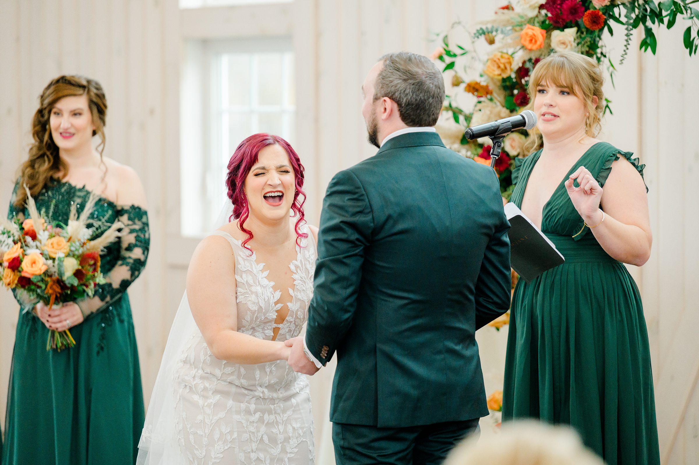 Colorful fall wedding day at Rosewood Farms in Elkton, Maryland photographed by Baltimore Wedding Photographer Cait Kramer.