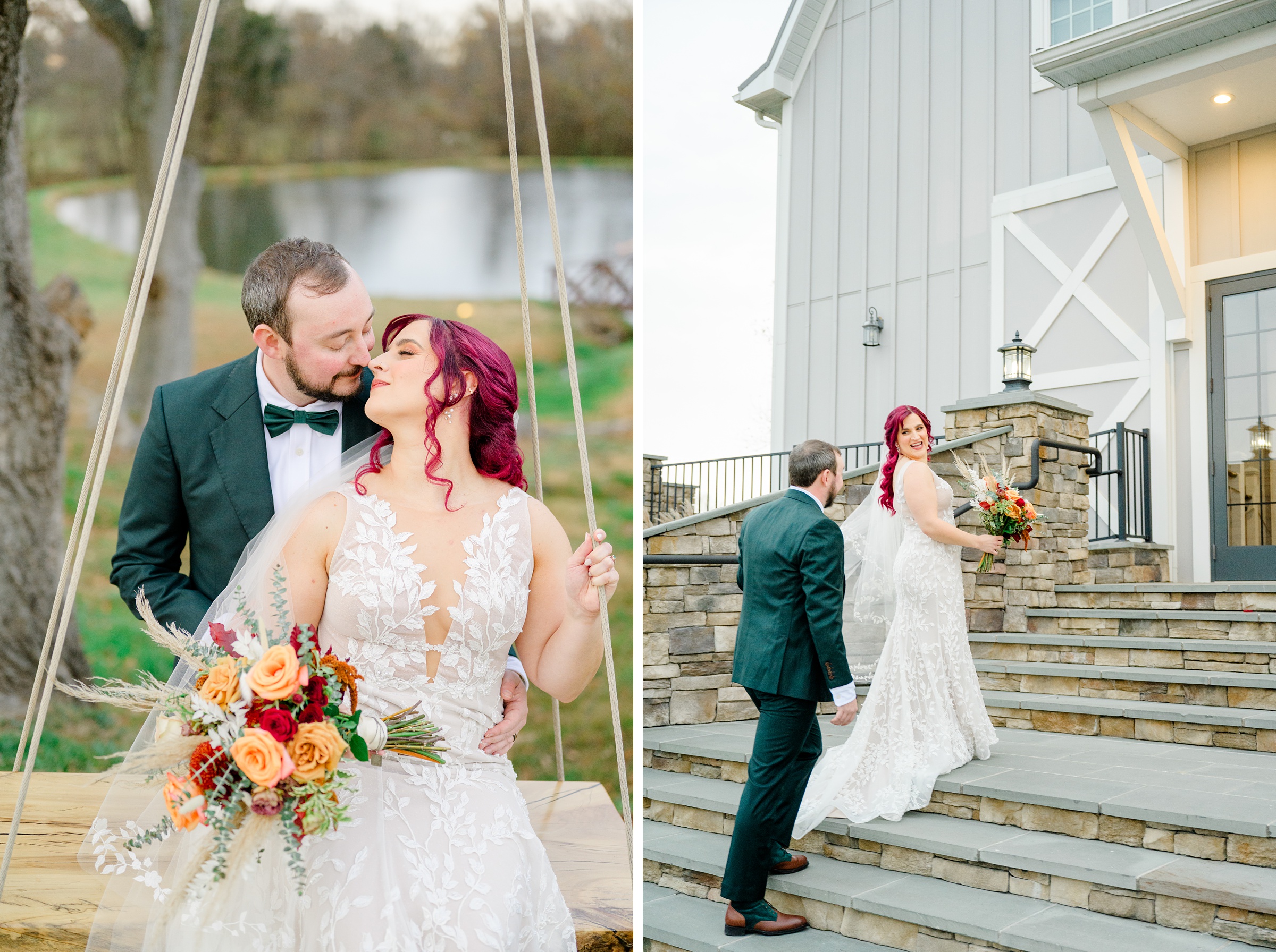 Colorful fall wedding day at Rosewood Farms in Elkton, Maryland photographed by Baltimore Wedding Photographer Cait Kramer.