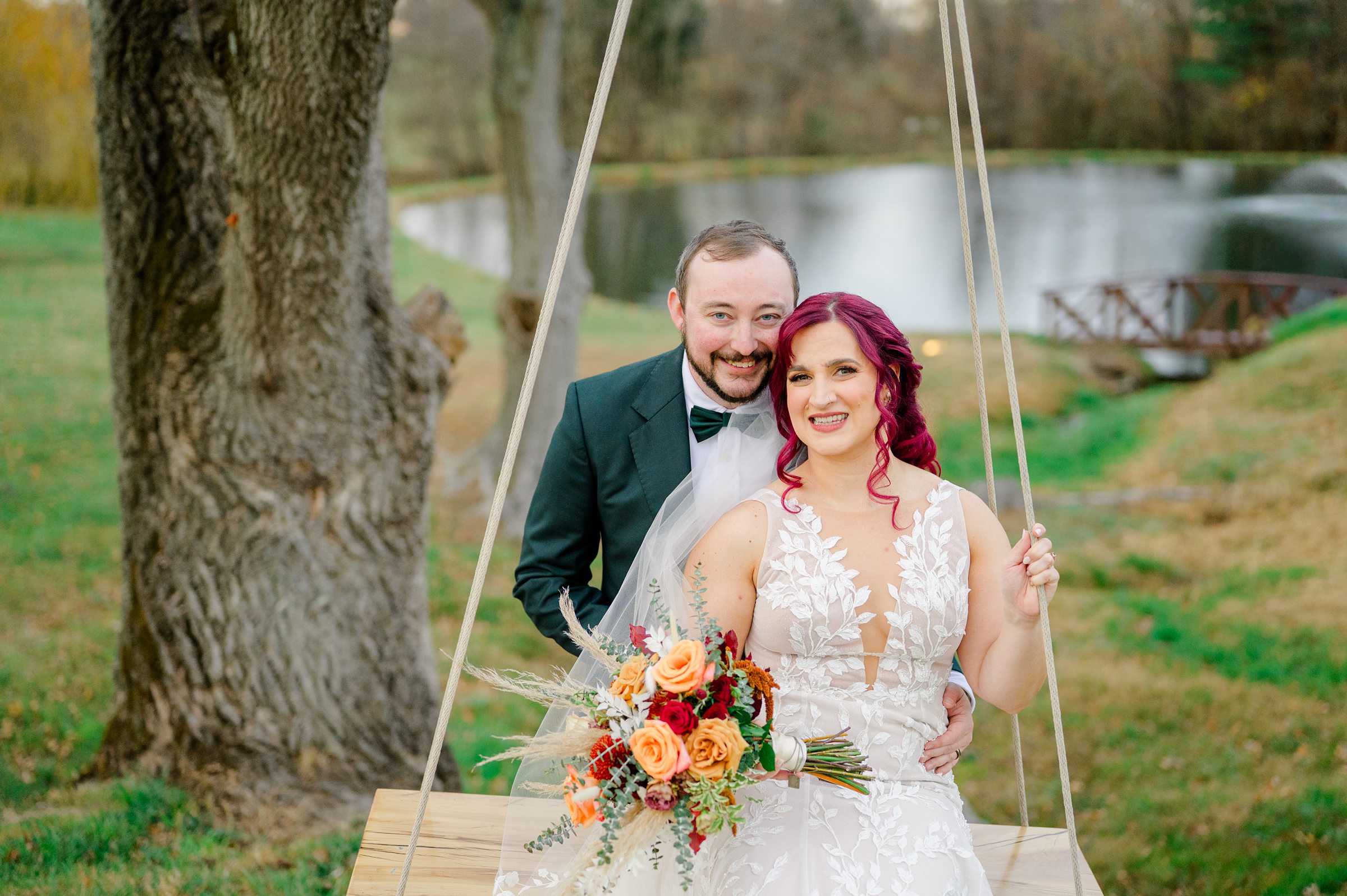 Colorful fall wedding day at Rosewood Farms in Elkton, Maryland photographed by Baltimore Wedding Photographer Cait Kramer.