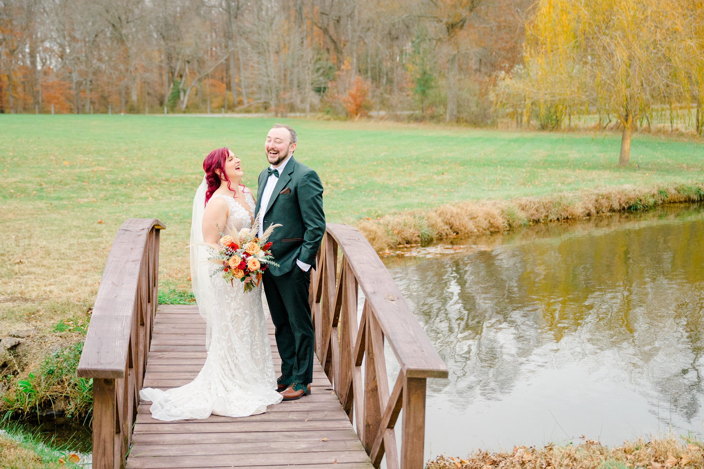 Colorful fall wedding day at Rosewood Farms in Elkton, Maryland photographed by Baltimore Wedding Photographer Cait Kramer.
