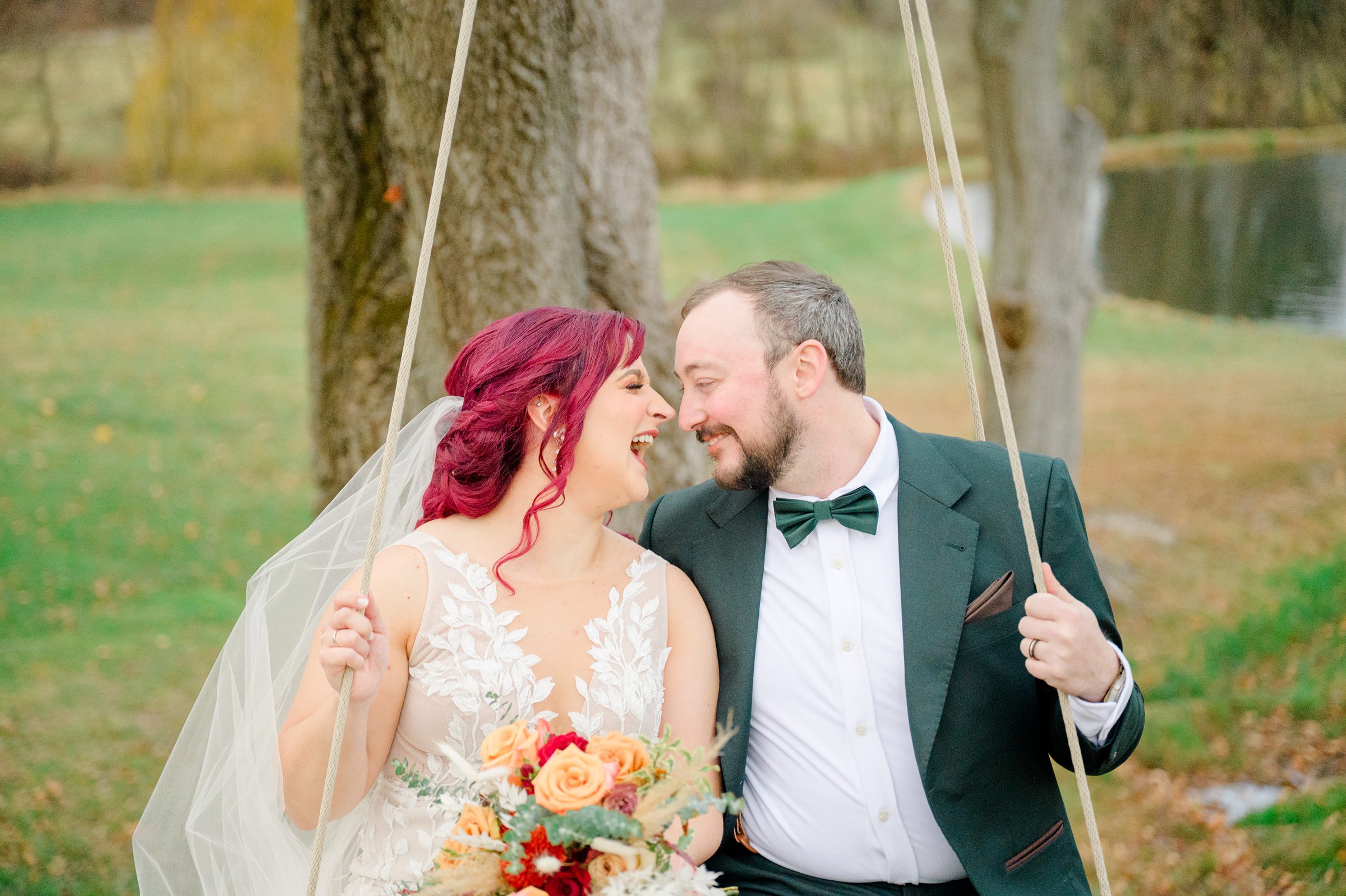 Colorful fall wedding day at Rosewood Farms in Elkton, Maryland photographed by Baltimore Wedding Photographer Cait Kramer.