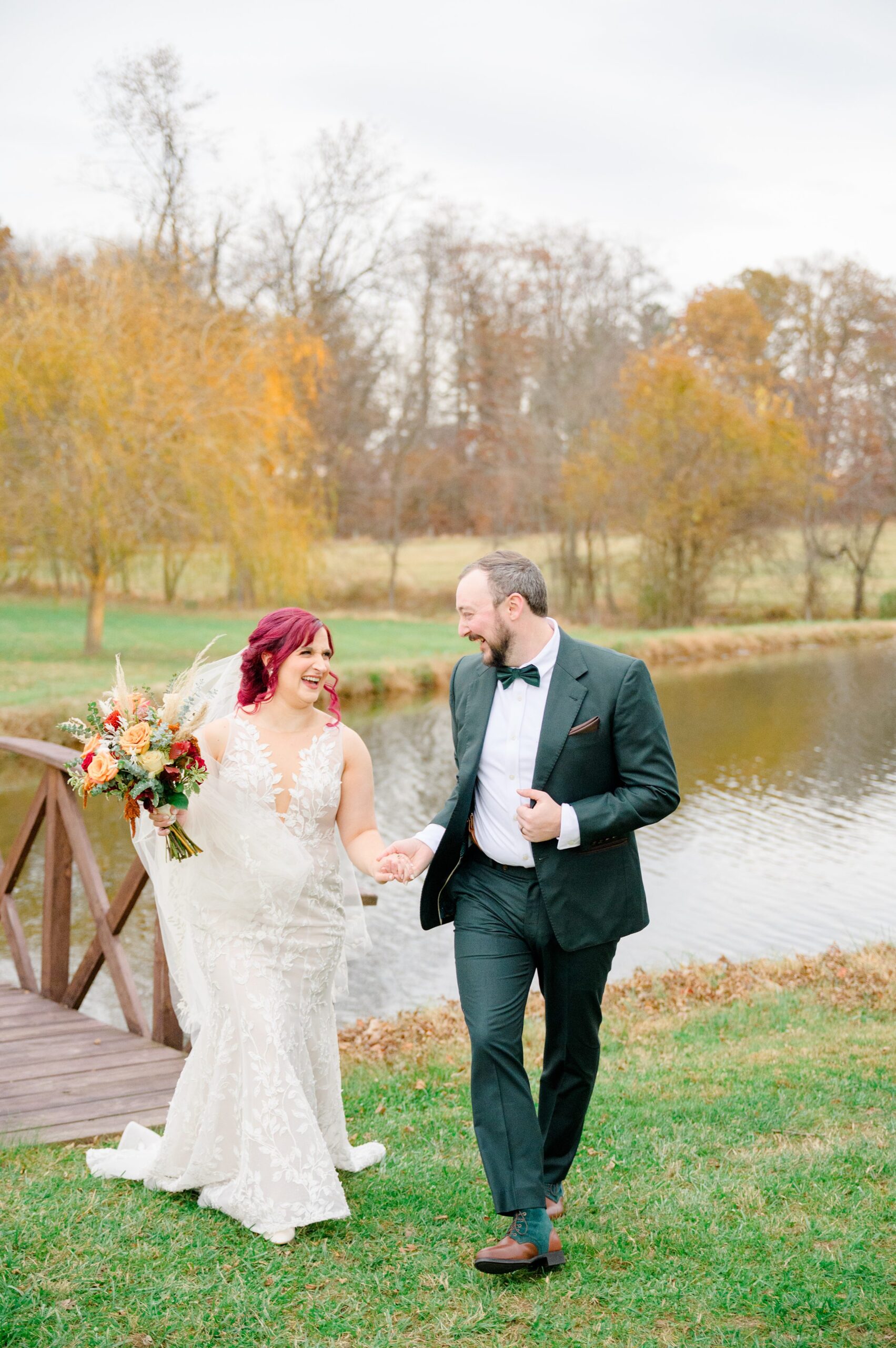 Colorful fall wedding day at Rosewood Farms in Elkton, Maryland photographed by Baltimore Wedding Photographer Cait Kramer.