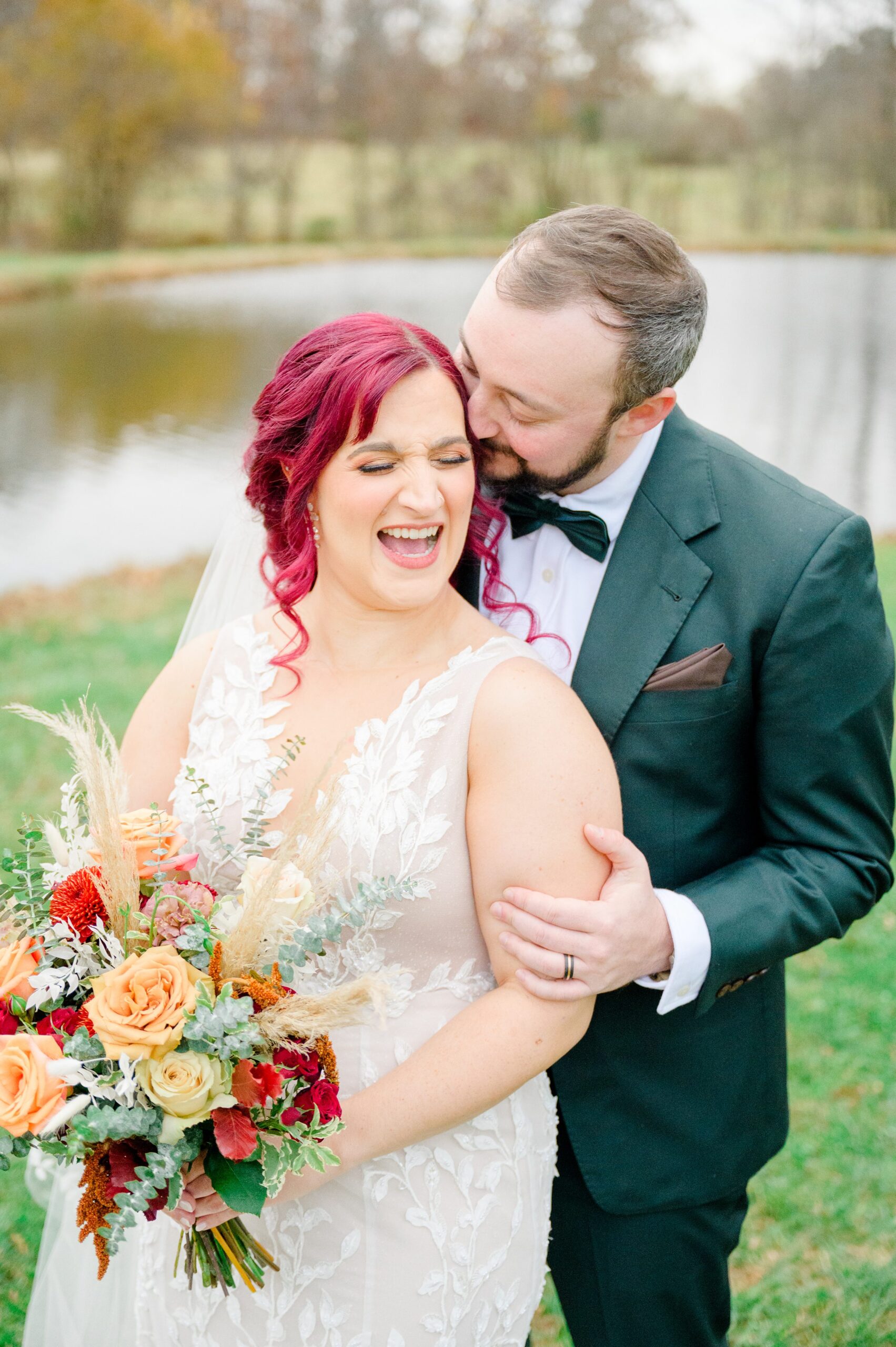 Colorful fall wedding day at Rosewood Farms in Elkton, Maryland photographed by Baltimore Wedding Photographer Cait Kramer.