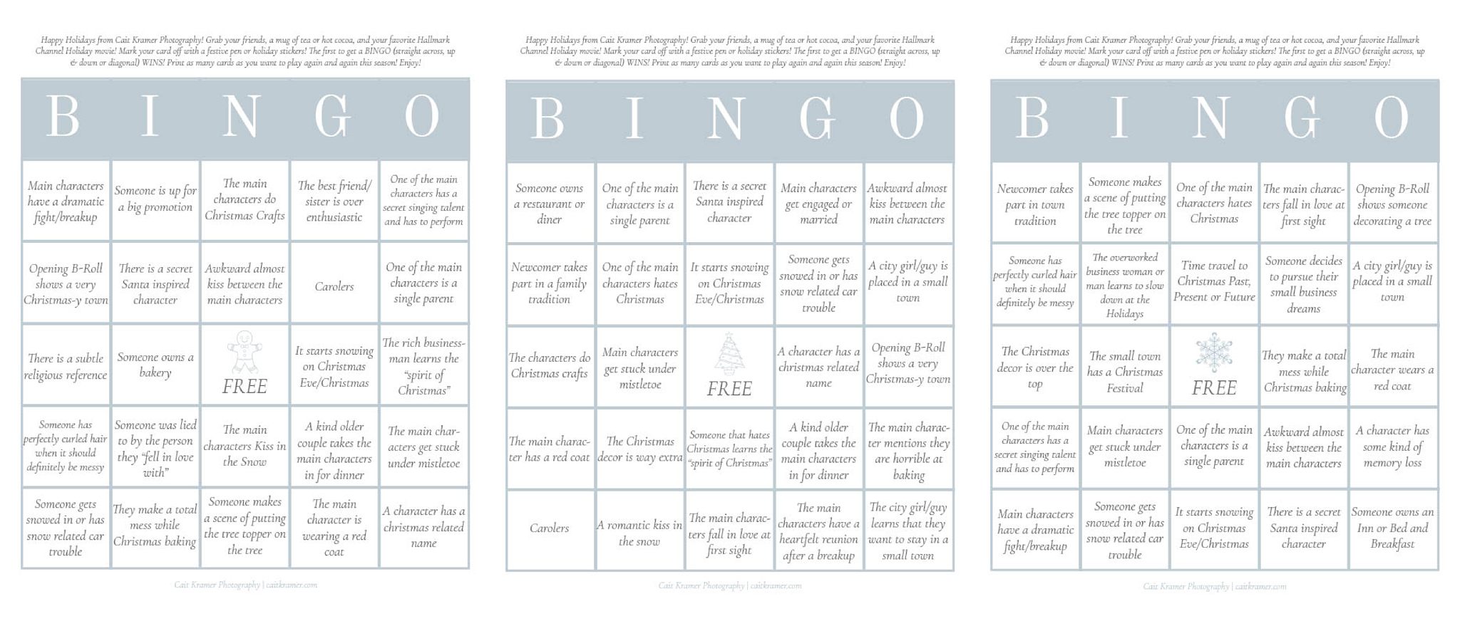 Hallmark Holiday Bingo