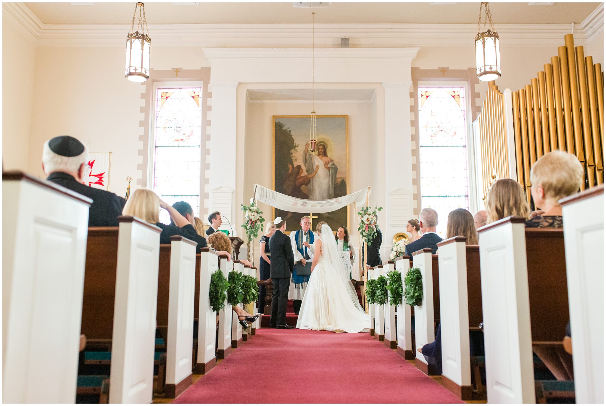 Bride and groom at altar 