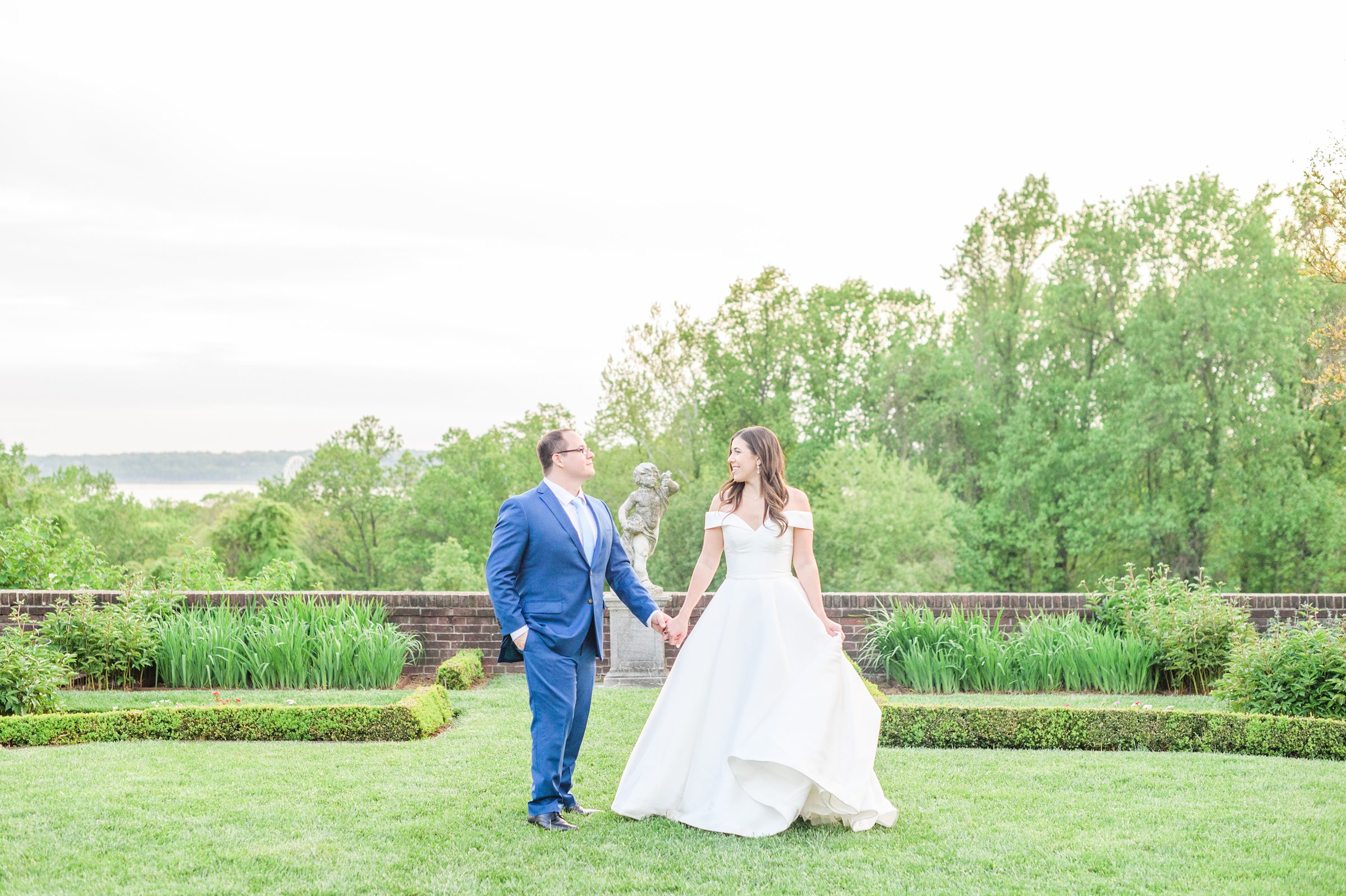 Light Blue Spring Wedding Day at Oxon Hill Manor in Maryland Photographed by Baltimore Wedding Photographer Cait Kramer Photography