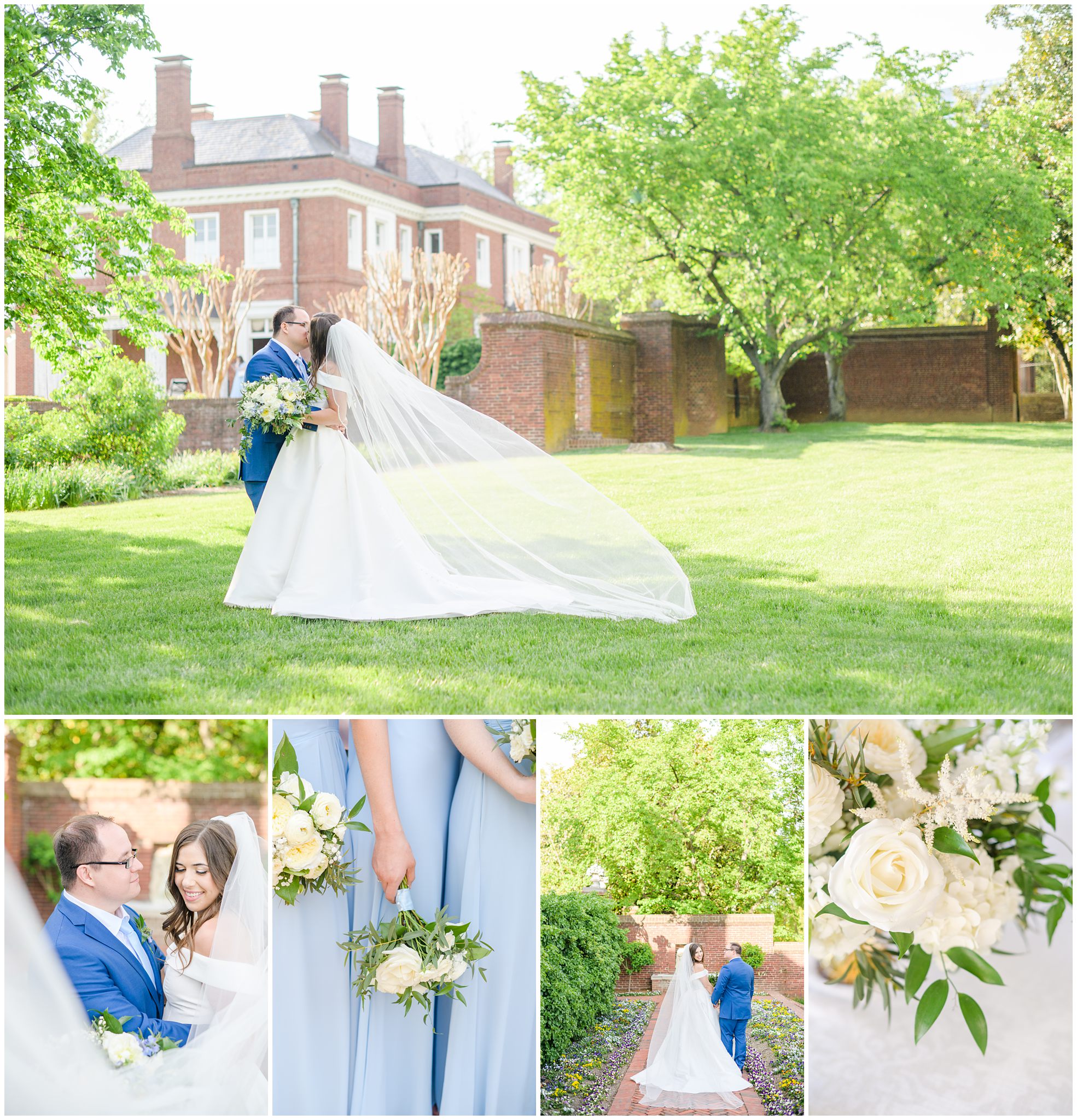 Light Blue Spring Wedding Day at Oxon Hill Manor in Maryland Photographed by Baltimore Wedding Photographer Cait Kramer Photography