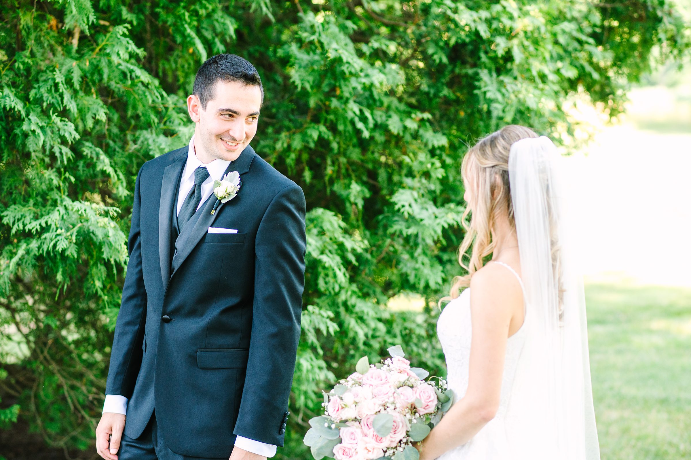 Blush and Slate Blue summer wedding day at Bluestone Country Club Photographed by Baltimore Wedding Photographer Cait Kramer Photography