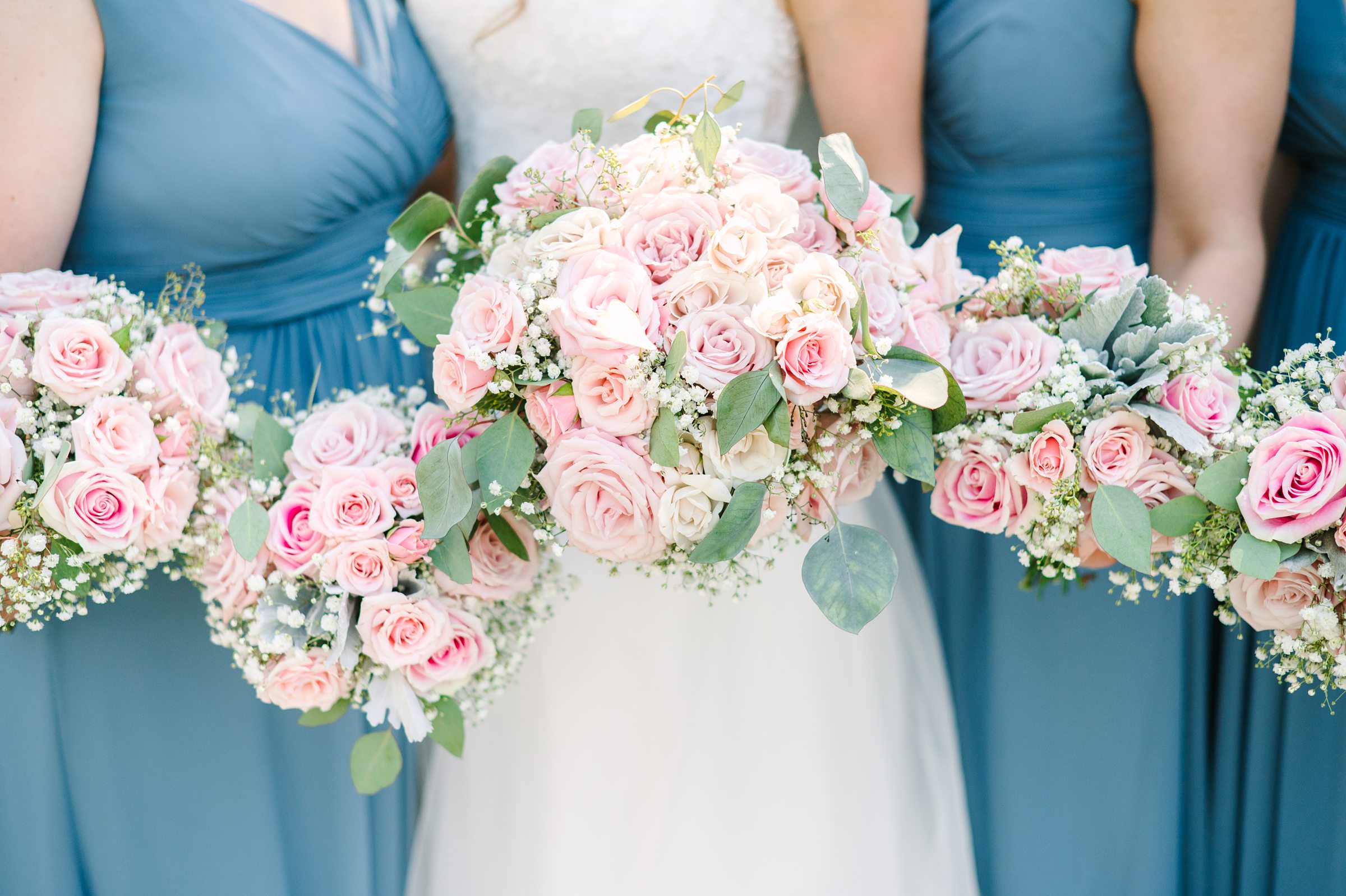 Blush and Slate Blue summer wedding day at Bluestone Country Club Photographed by Baltimore Wedding Photographer Cait Kramer Photography