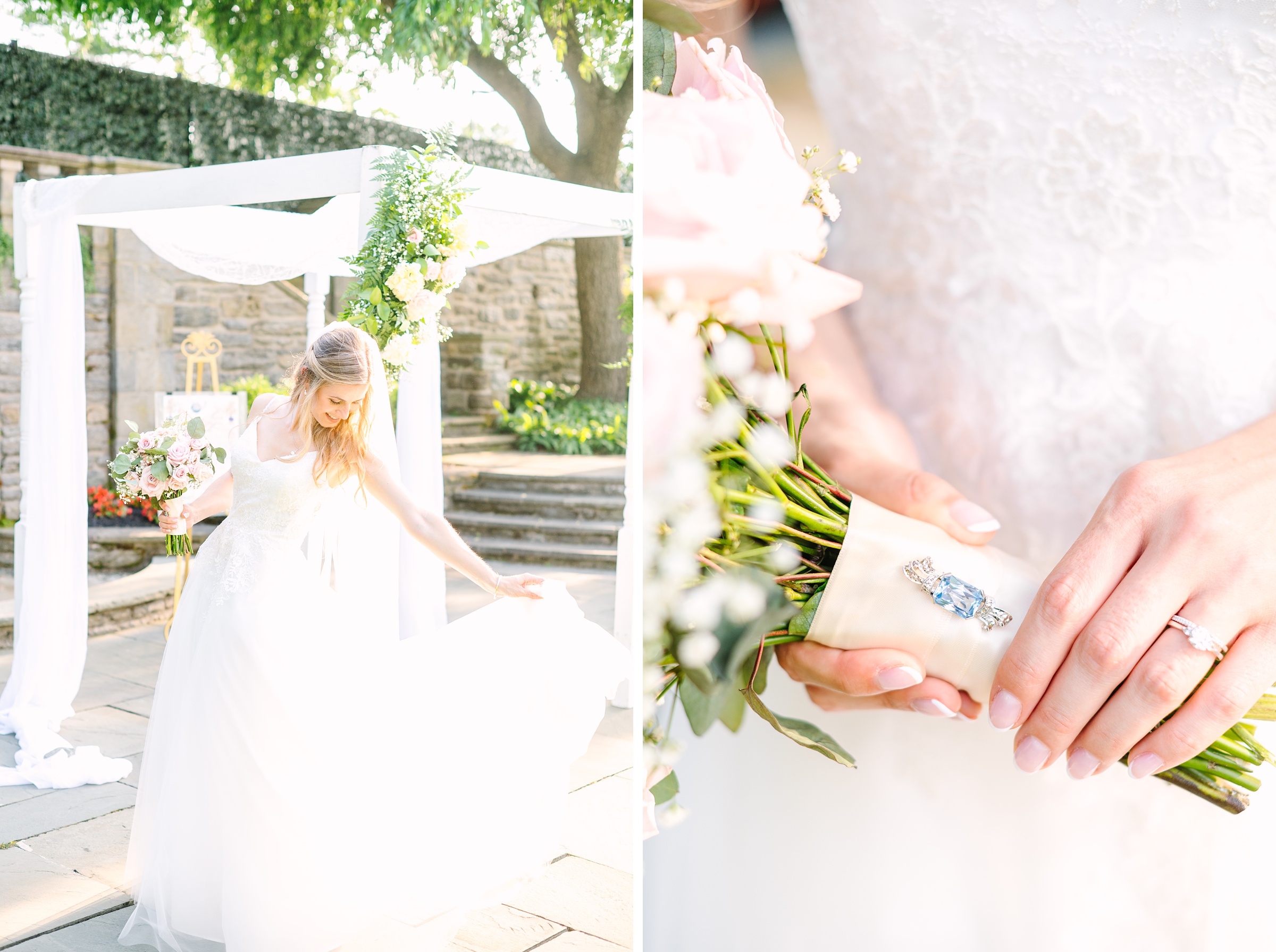 Blush and Slate Blue summer wedding day at Bluestone Country Club Photographed by Baltimore Wedding Photographer Cait Kramer Photography