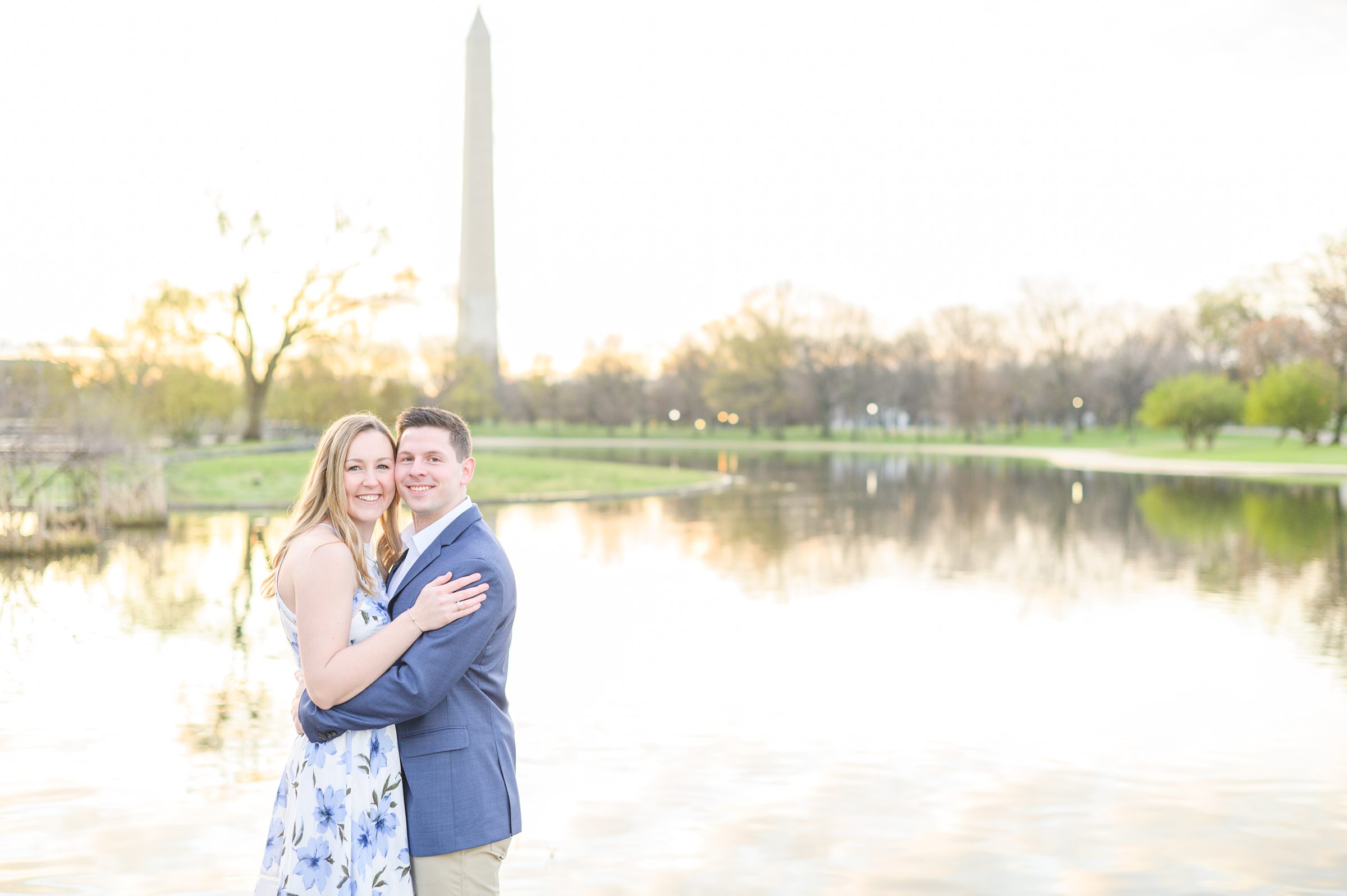 Beautiful engagement session on the water at Constitution Gardens in Washington, DC by Maryland Wedding Photographer Cait Kramer Photography