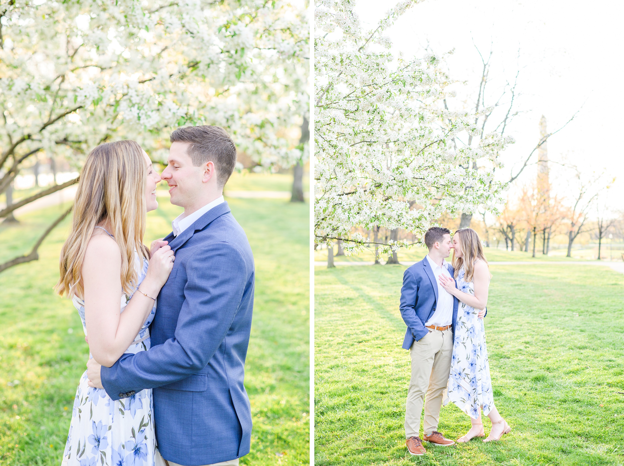 Beautiful engagement session with spring blossoms at Constitution Gardens in Washington, DC by Maryland Wedding Photographer Cait Kramer Photography