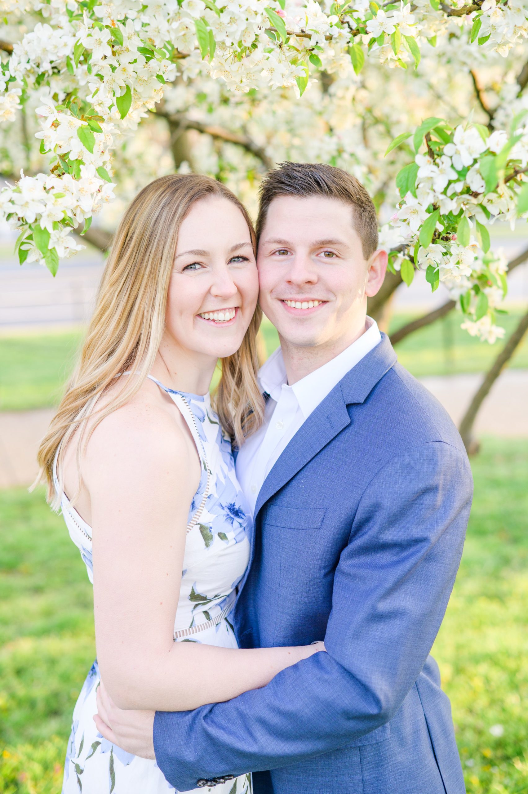 Beautiful engagement session with spring blossoms at Constitution Gardens in Washington, DC by Maryland Wedding Photographer Cait Kramer Photography