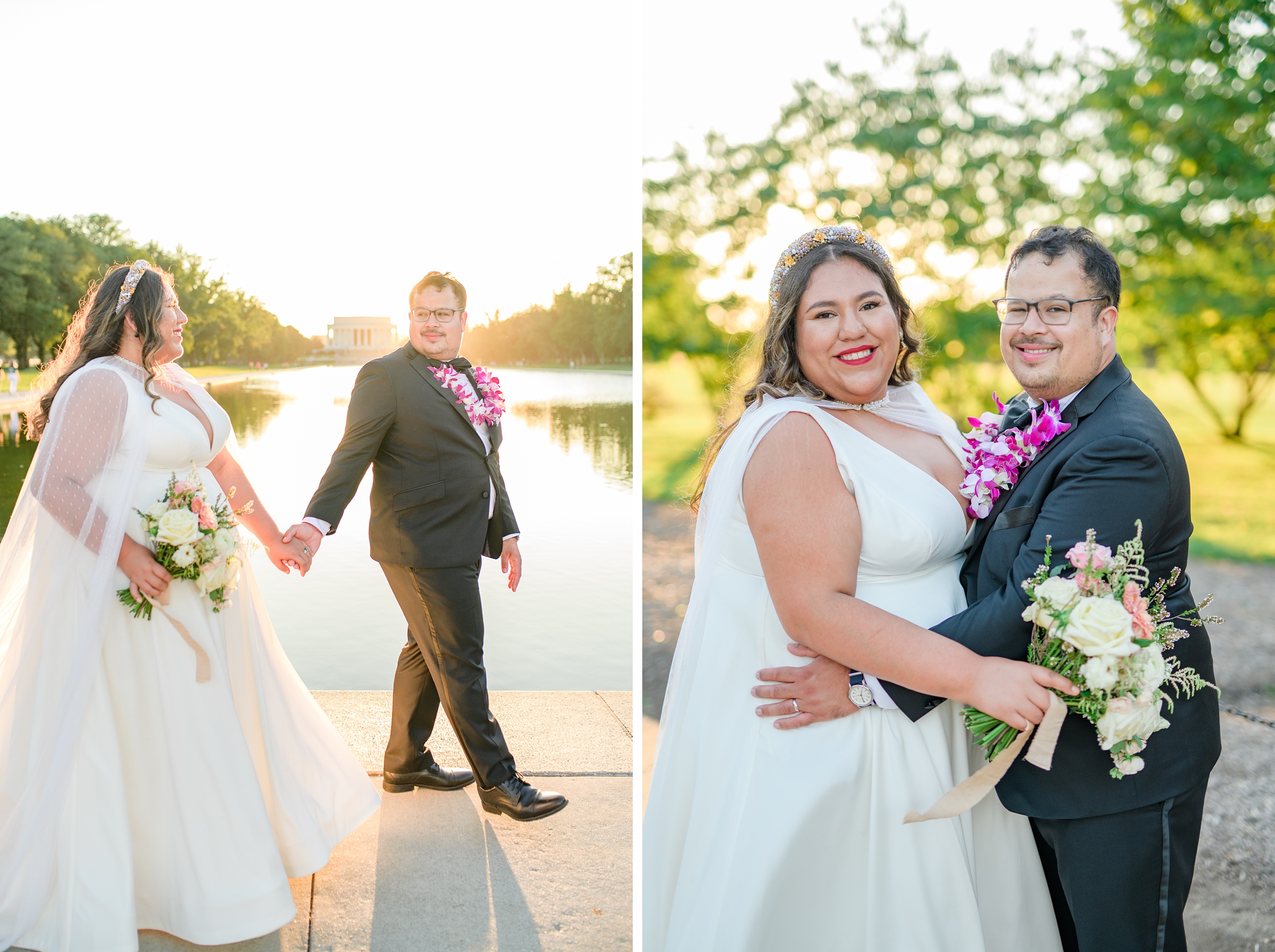 Intimate Fall shades of pink and blue Wedding at the DC War Memorial in Washington DC Photographed by Baltimore Wedding Photographer Cait Kramer Photography