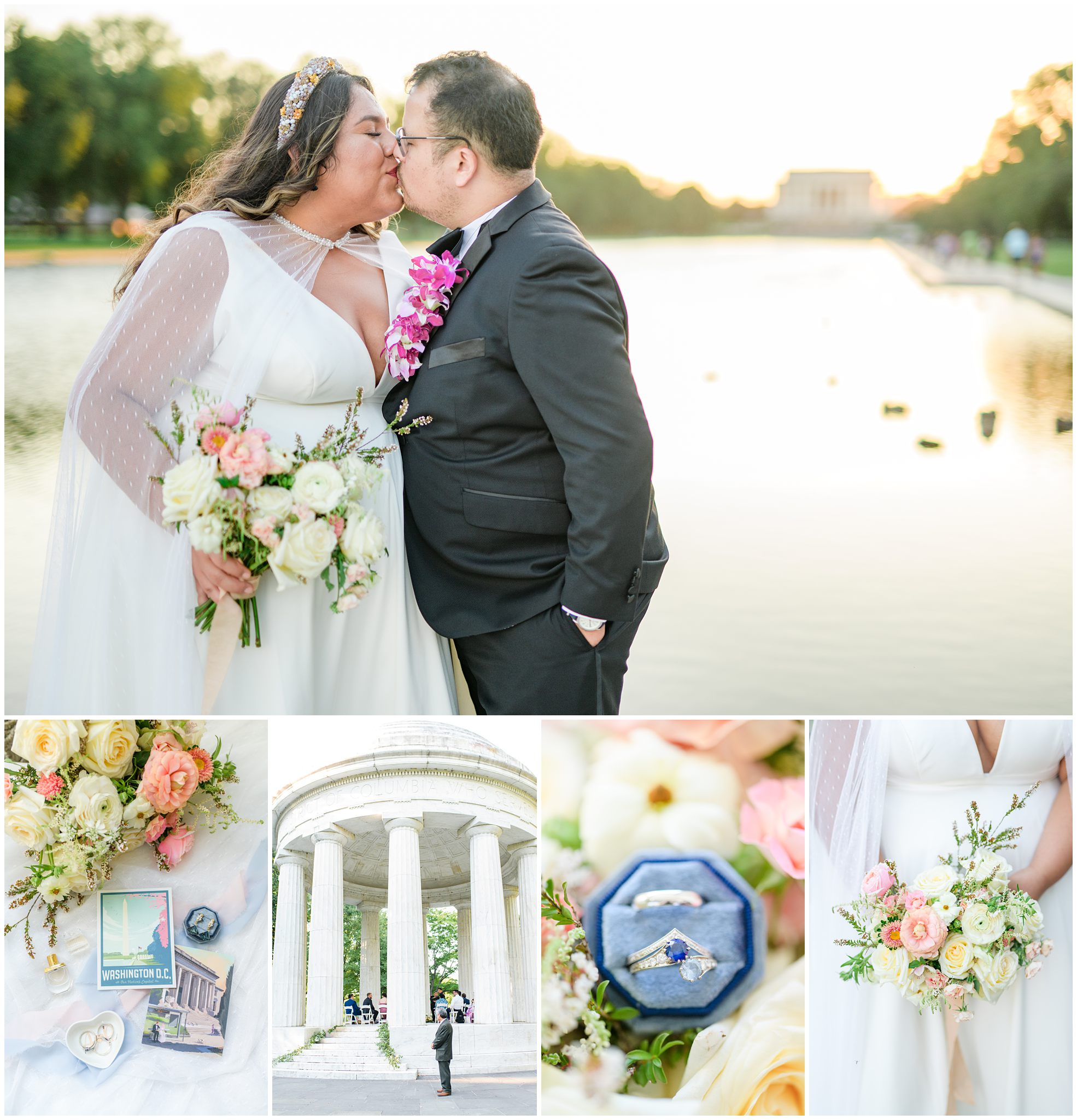 Intimate Fall shades of pink and blue Wedding at the DC War Memorial in Washington DC Photographed by Baltimore Wedding Photographer Cait Kramer Photography