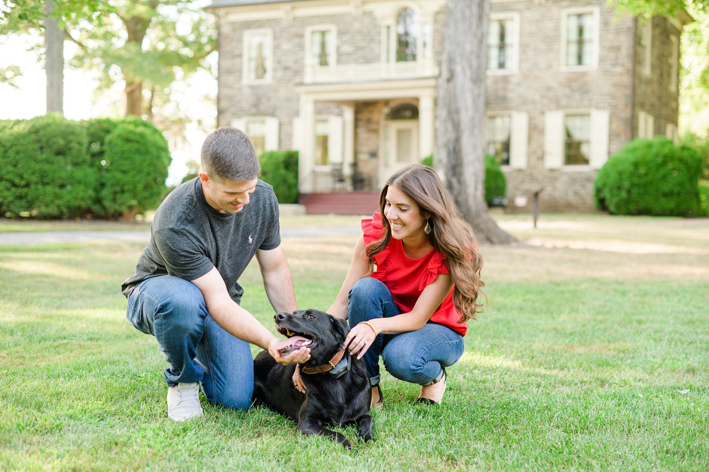 Engaged couple at a local park for their summer engagement session at Fort Hunter Mansion and Park in Harrisburg, Pennsylvania photographed by Baltimore Wedding Photographer Cait Kramer Photography