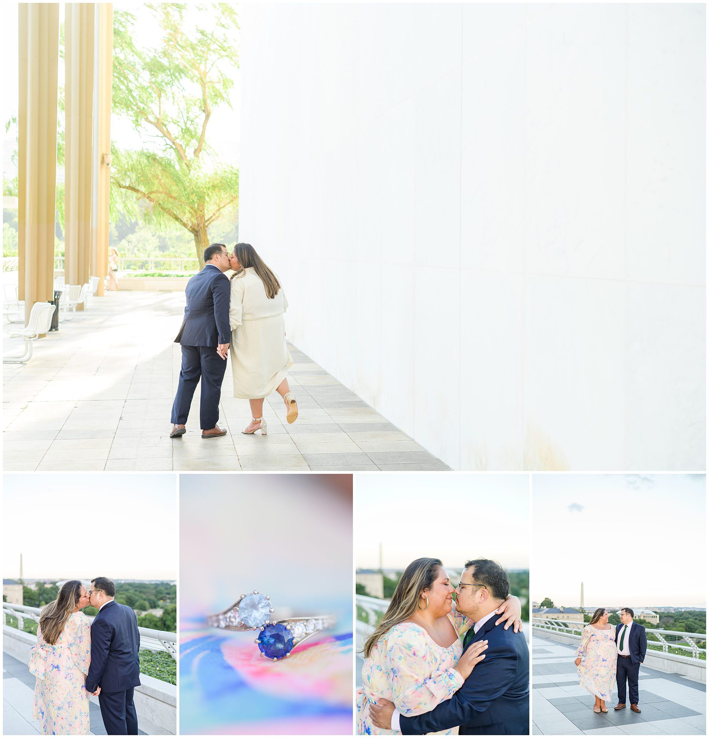 Engaged couple at the Kennedy Center for their summer engagement session Washington, D.C. photographed by Baltimore Wedding Photographer Cait Kramer Photography