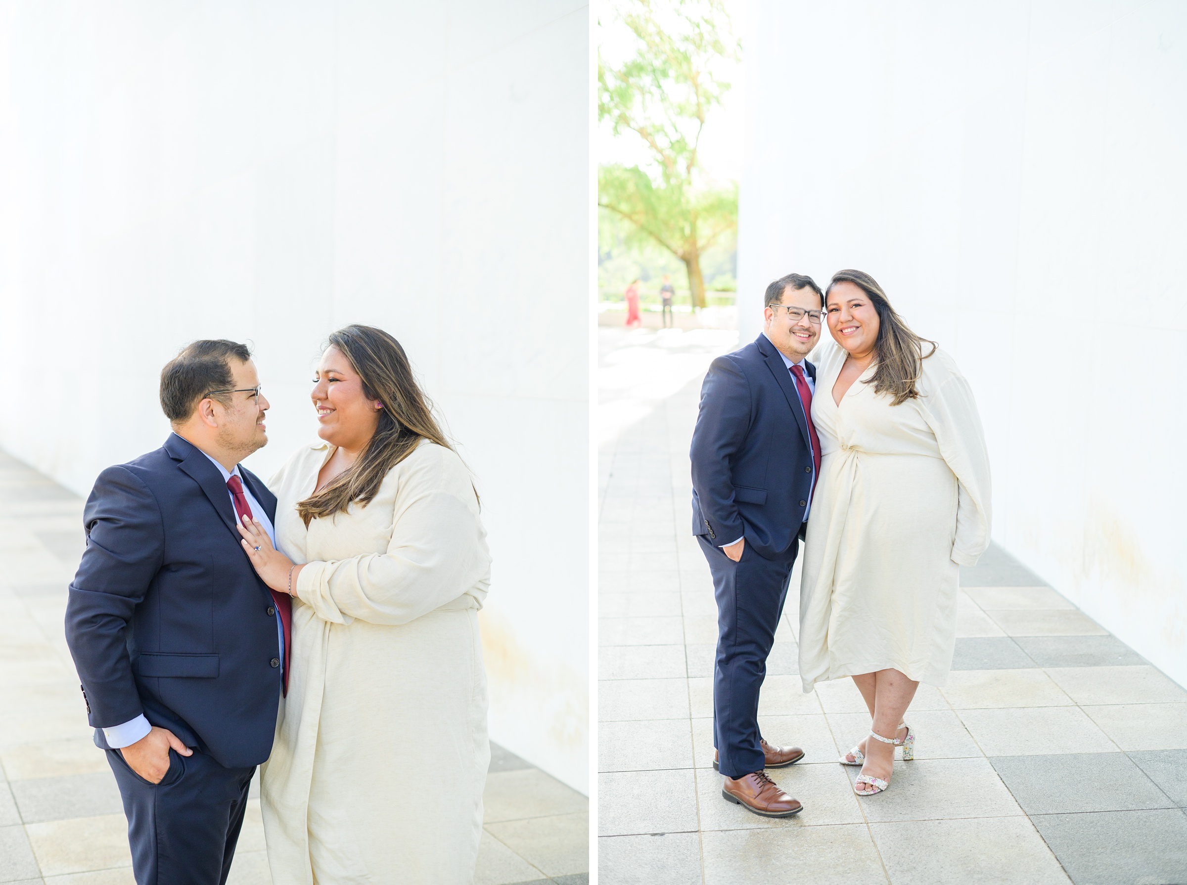 Engaged couple at the Kennedy Center for their summer engagement session Washington, D.C. photographed by Baltimore Wedding Photographer Cait Kramer Photography