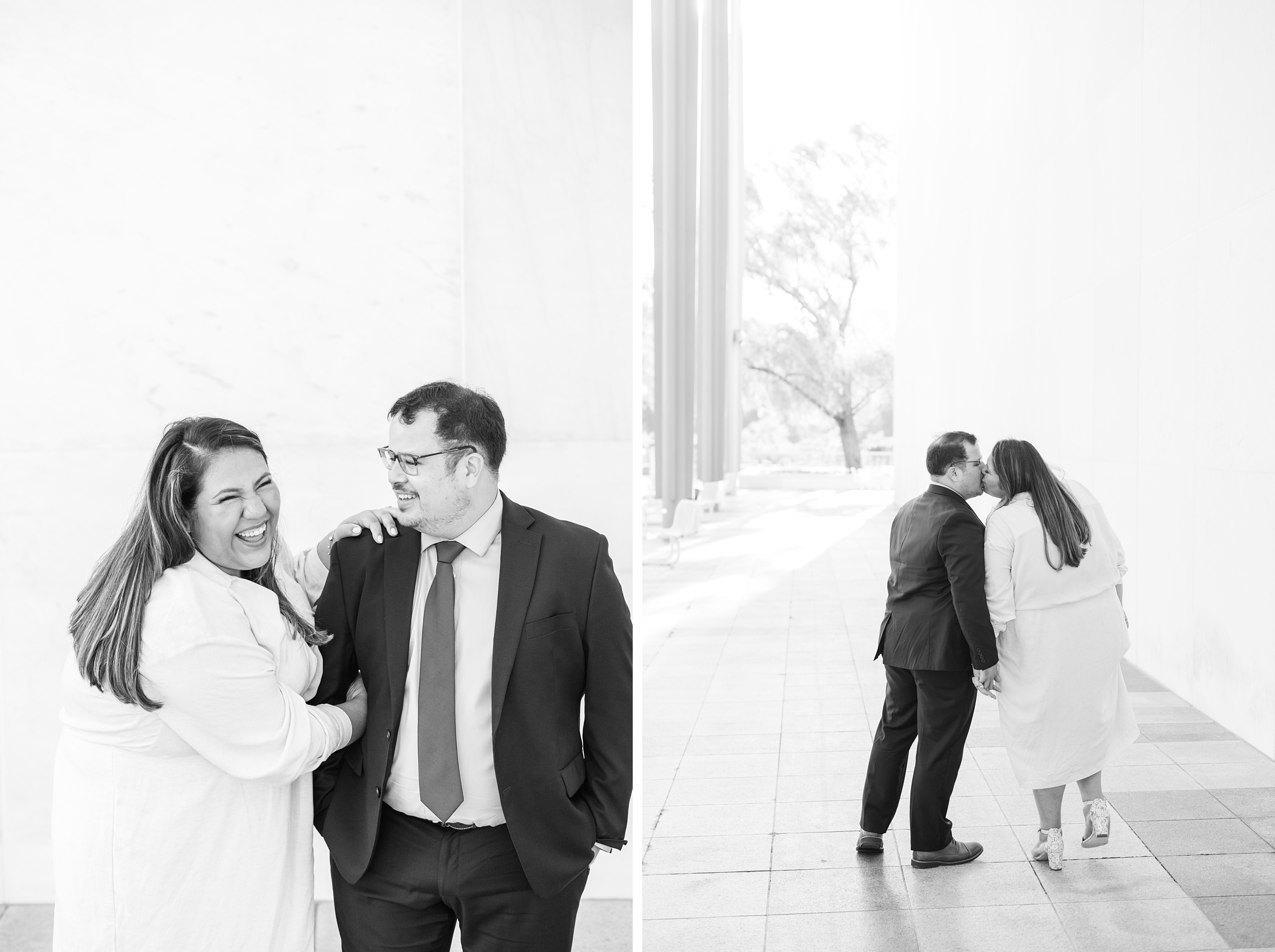 Engaged couple at the Kennedy Center for their summer engagement session Washington, D.C. photographed by Baltimore Wedding Photographer Cait Kramer Photography