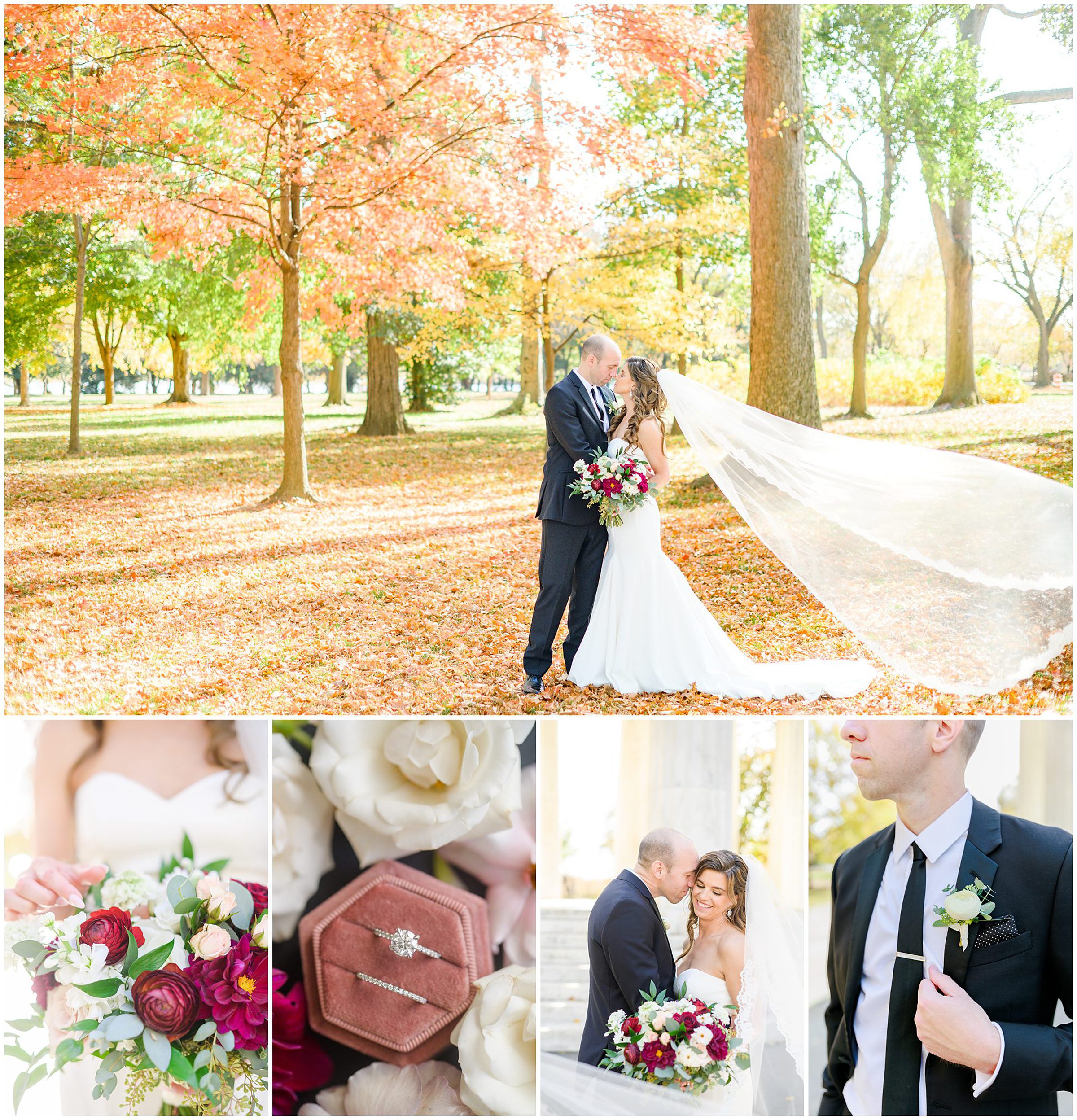 Fall wedding day portraits and details featuring Mayflower Hotel DC wedding photos photographed by Baltimore wedding photographer Cait Kramer Photography