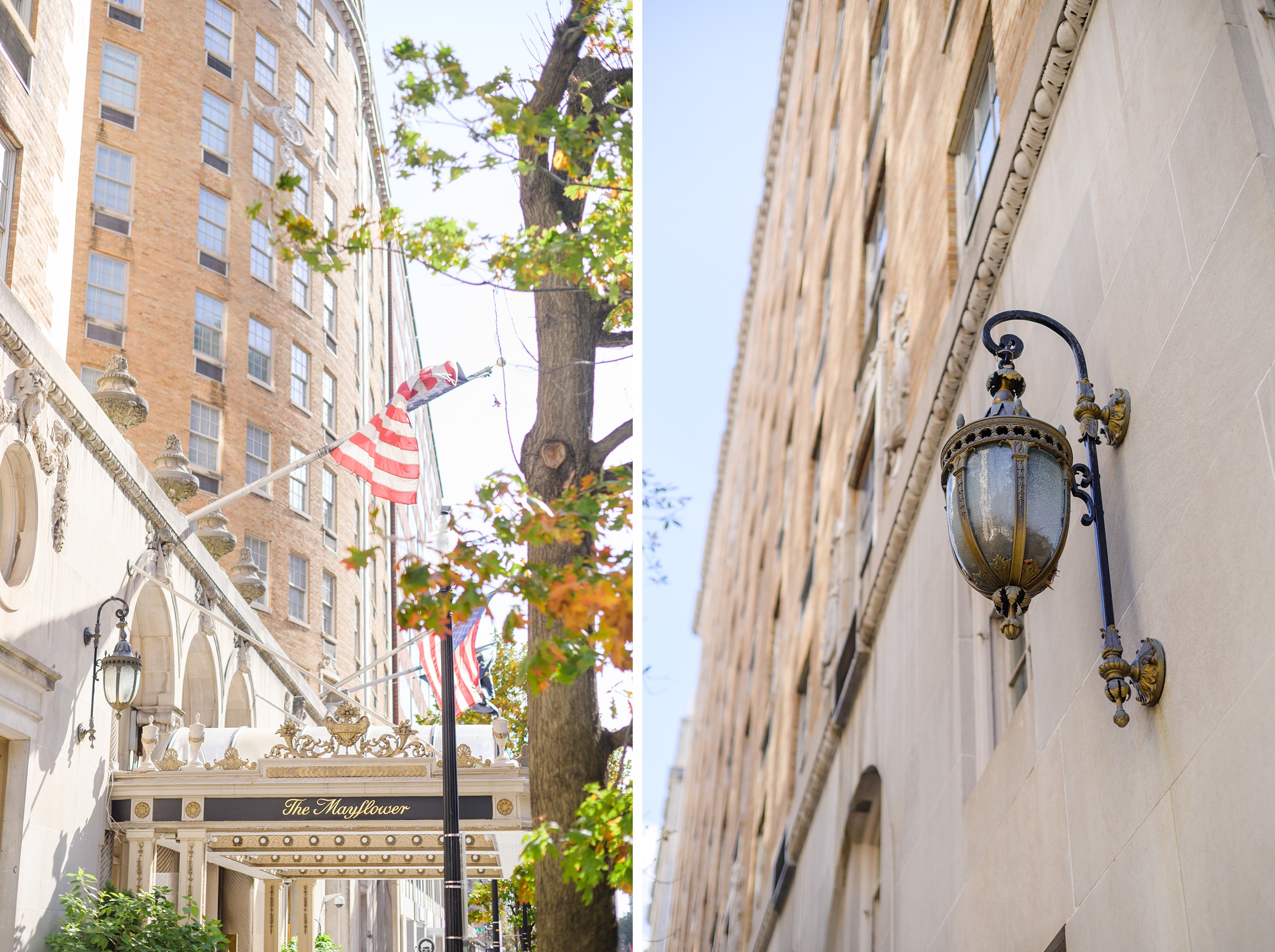 Fall wedding day portraits and details featuring Mayflower Hotel DC wedding photos photographed by Baltimore wedding photographer Cait Kramer Photography