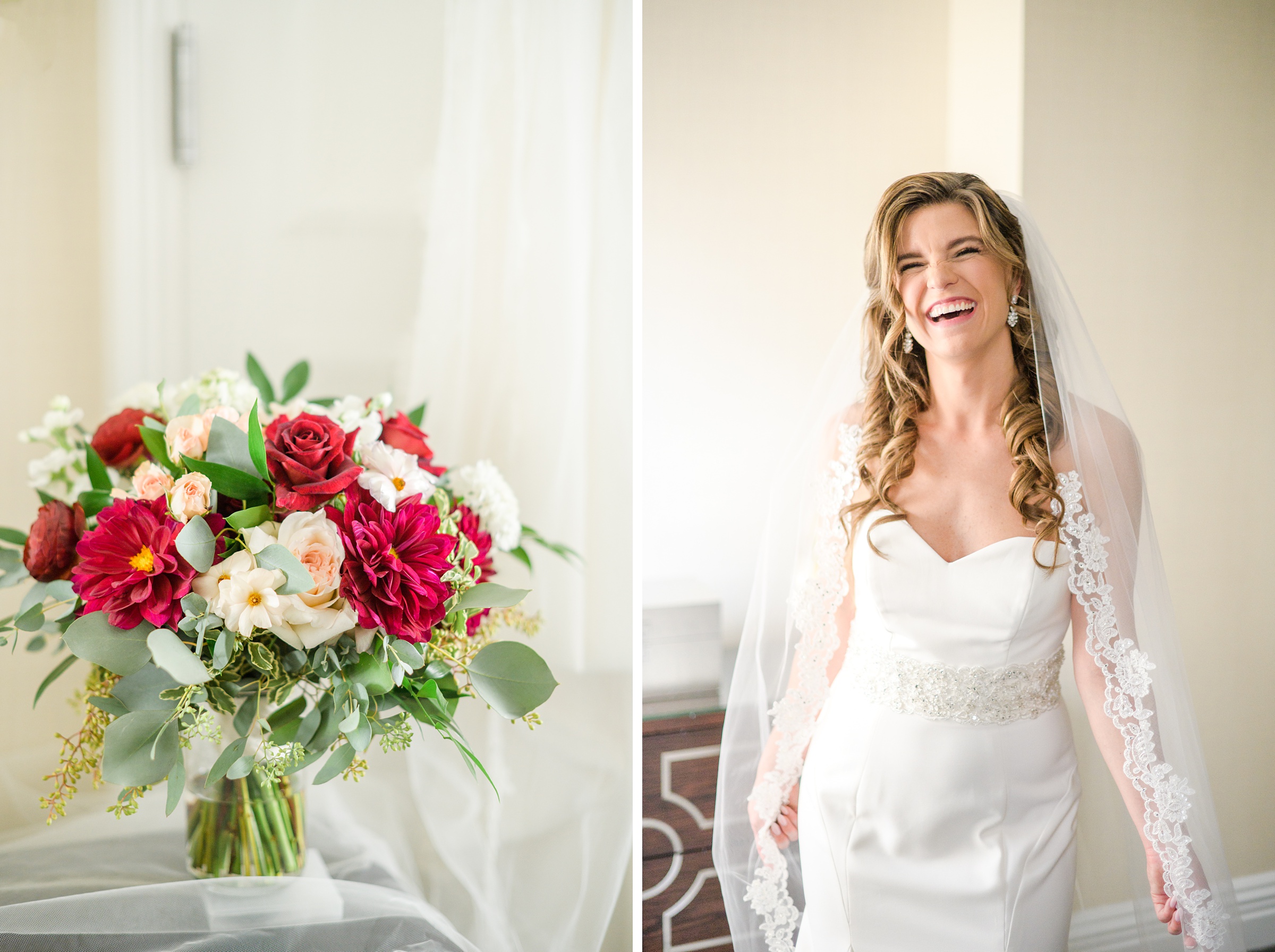 Burgundy and white Fall wedding day portraits and details featuring Mayflower Hotel DC wedding photos photographed by Baltimore wedding photographer Cait Kramer Photography