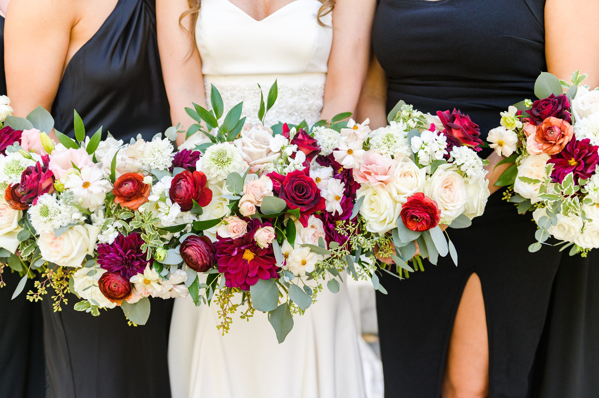 Burgundy and white Fall wedding day portraits and details featuring Mayflower Hotel DC wedding photos photographed by Baltimore wedding photographer Cait Kramer Photography