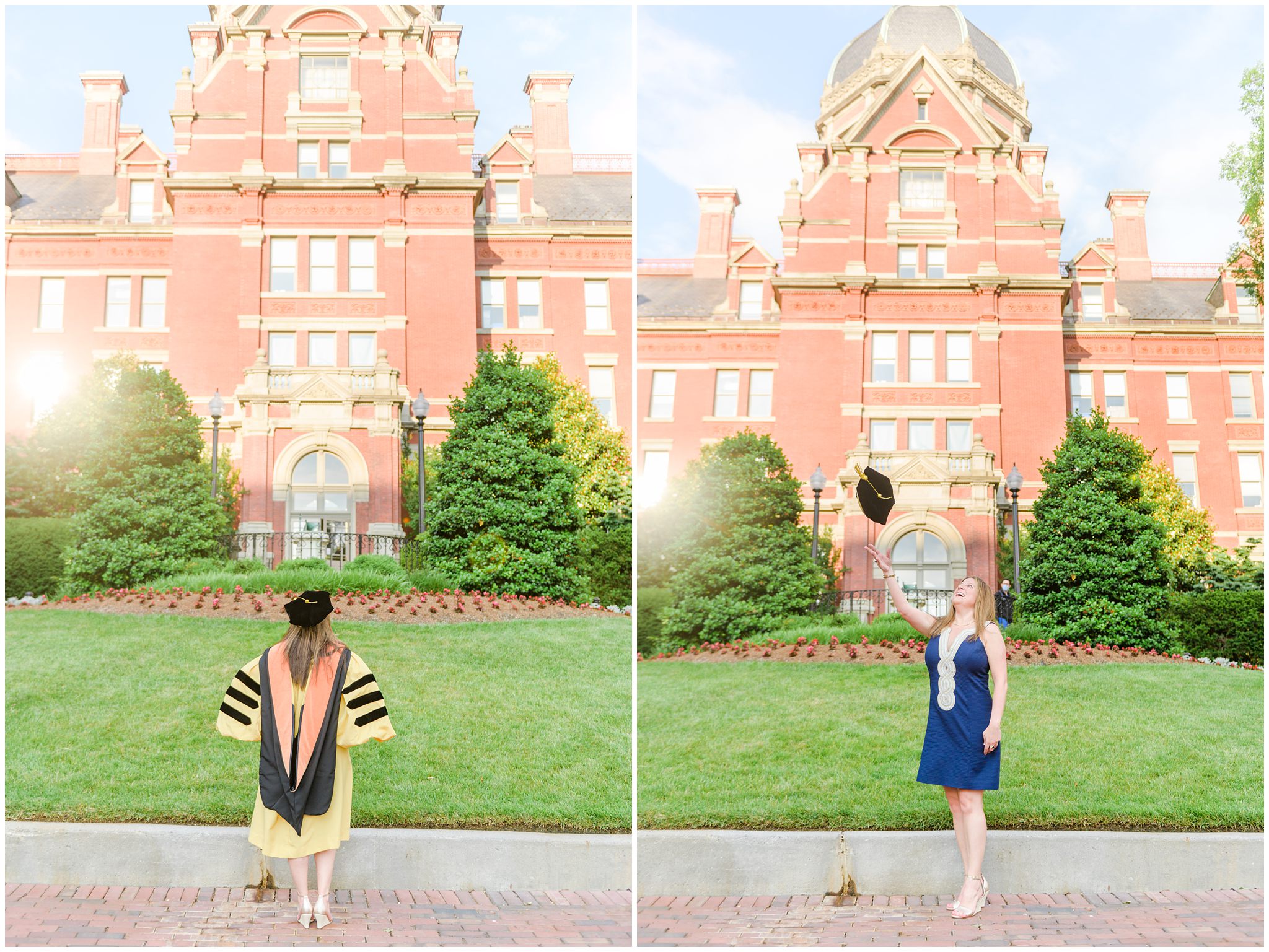 College graduate poses with her cap and gown by Baltimore Photographer Cait Kramer