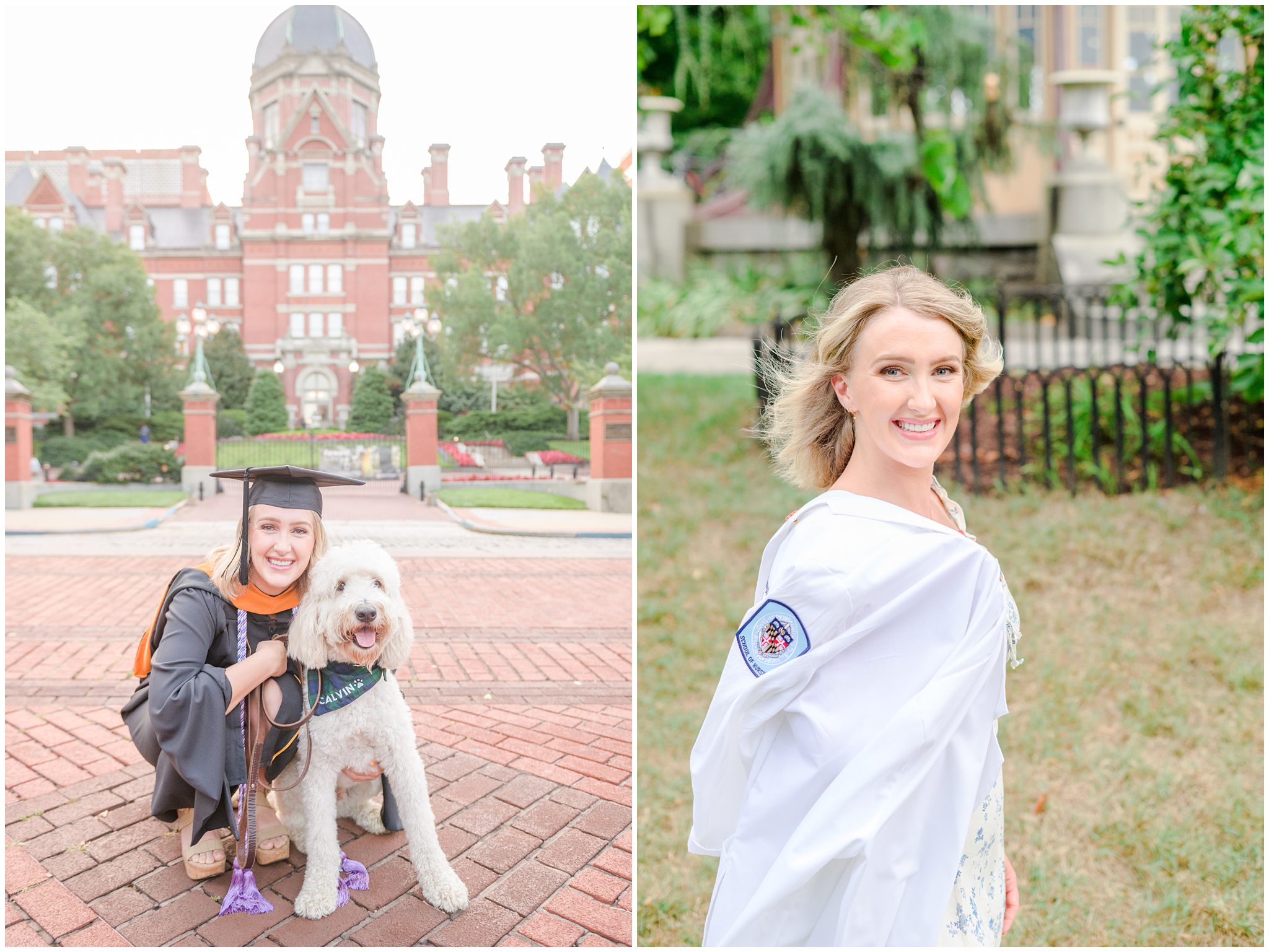 Medical School graduate poses with her puppy in Washington DC