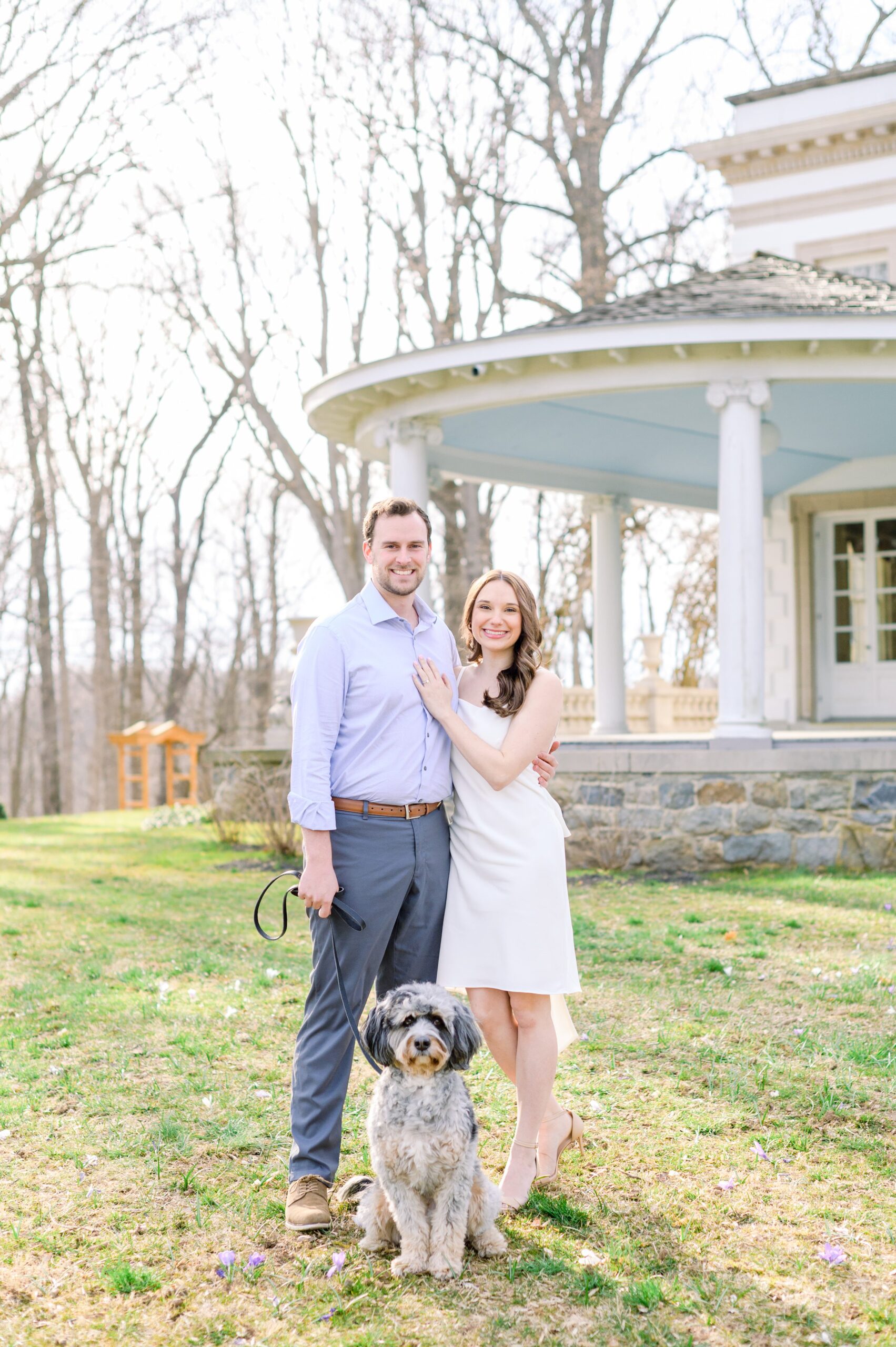 Engaged couple at Liriodendron Mansion in Bel Air, Maryland for their engagement session photographed by Baltimore Wedding Photographer Cait Kramer Photography