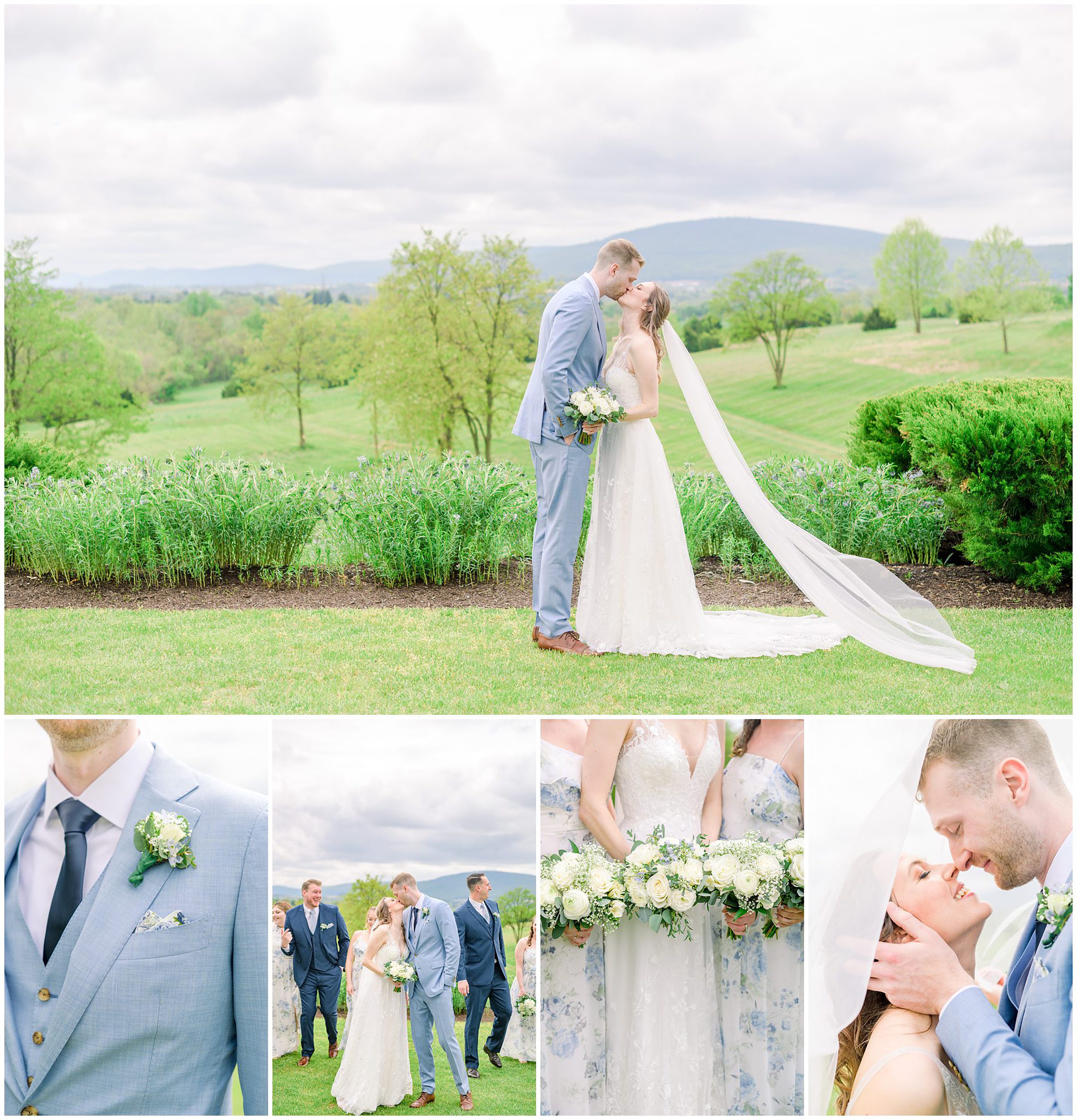 Light Blue Spring wedding day at Catoctin Hall at Musket Ridge Photographed by Baltimore Wedding Photographer Cait Kramer Photography