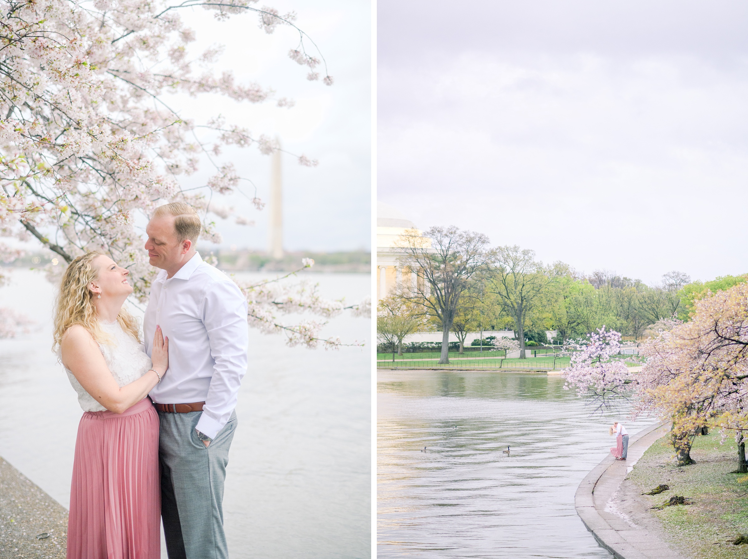 Portrait session at the Jefferson Memorial featuring the Washington DC Cherry Blossoms. Photographed by Baltimore Photographer Cait Kramer Photography