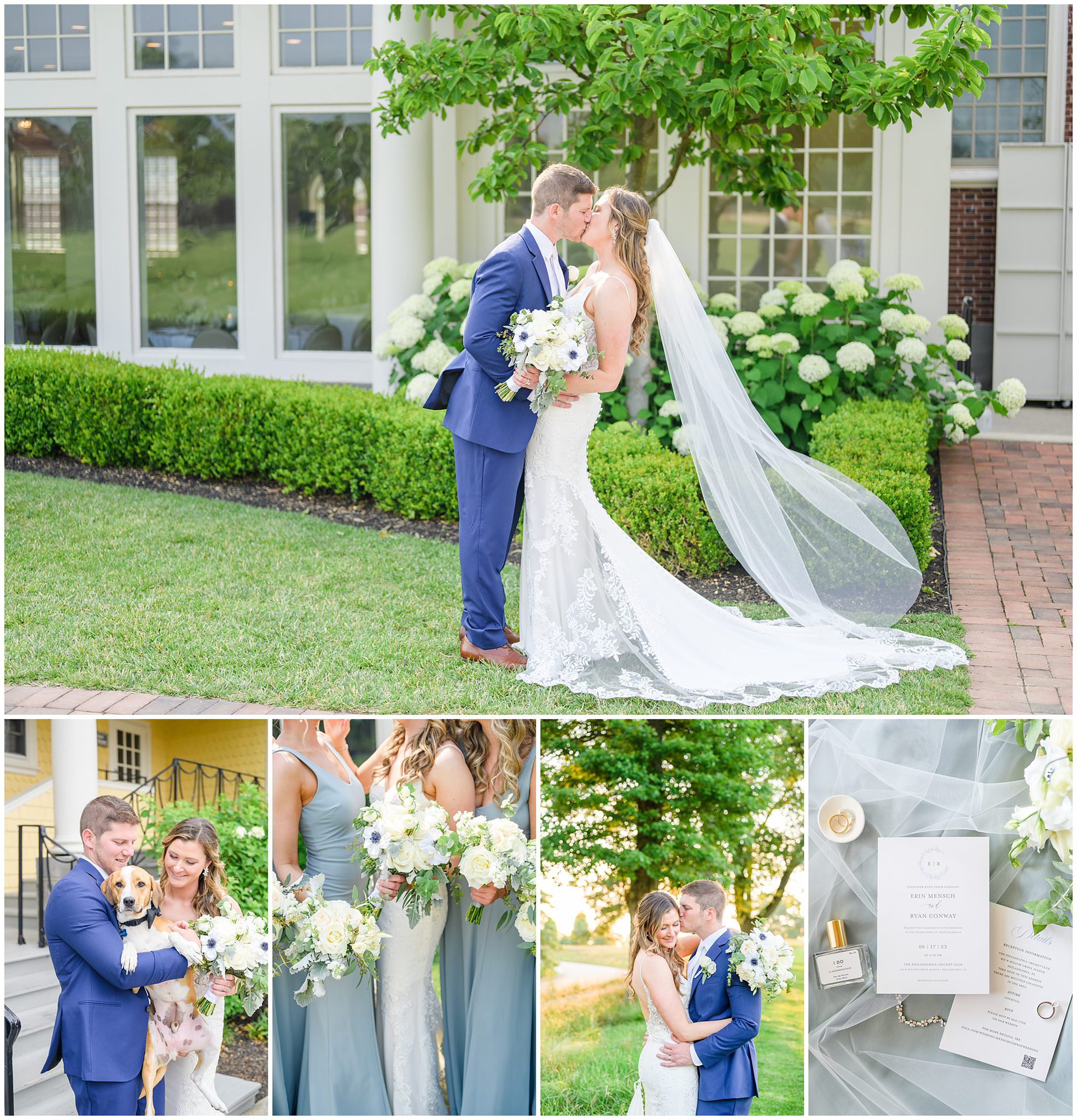 Silver Sage and Navy Summer wedding day at the Philadelphia Cricket Club Photographed by Baltimore Wedding Photographer Cait Kramer Photography