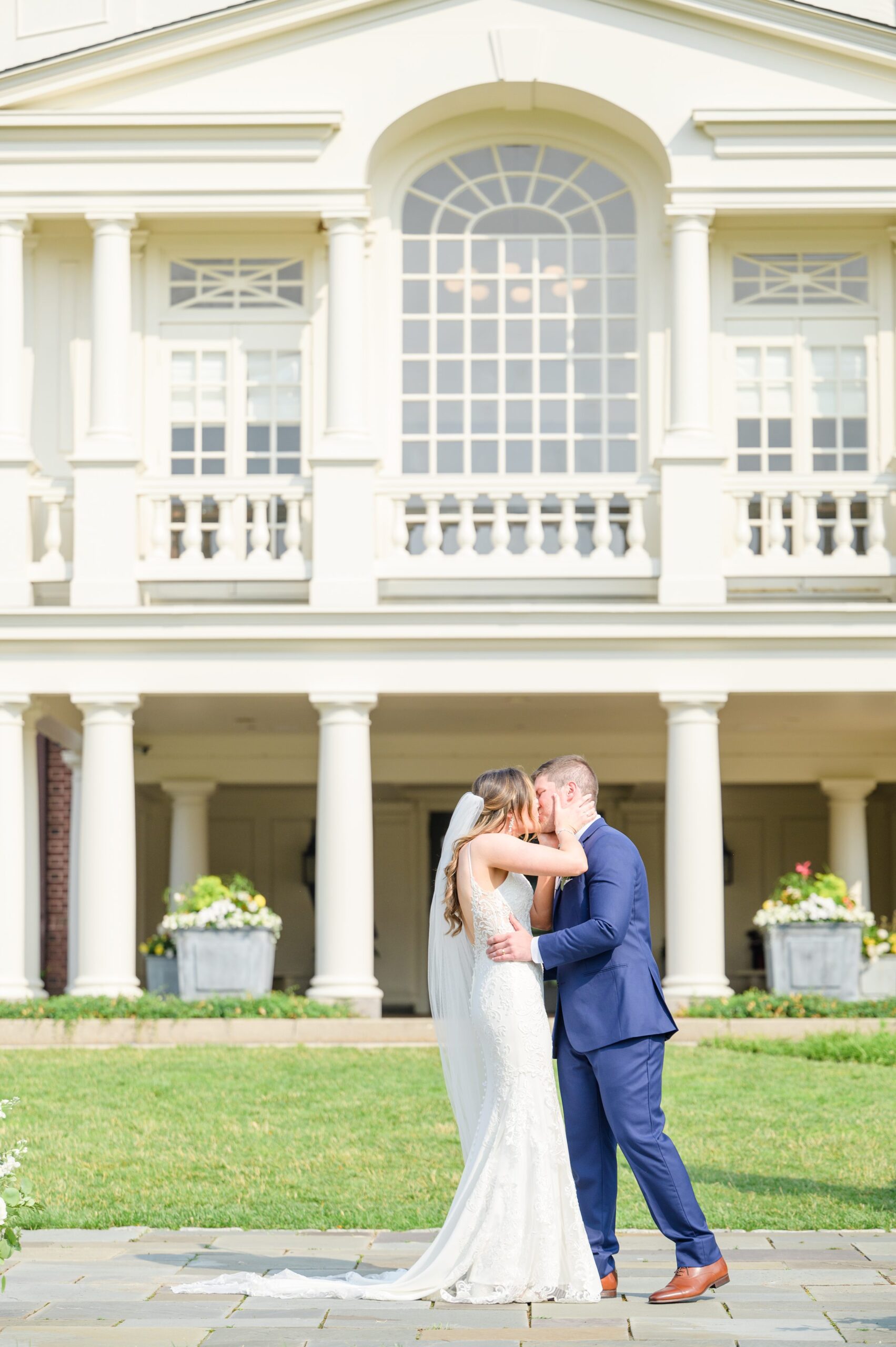 Silver Sage and Navy Summer wedding day at the Philadelphia Cricket Club Photographed by Baltimore Wedding Photographer Cait Kramer Photography