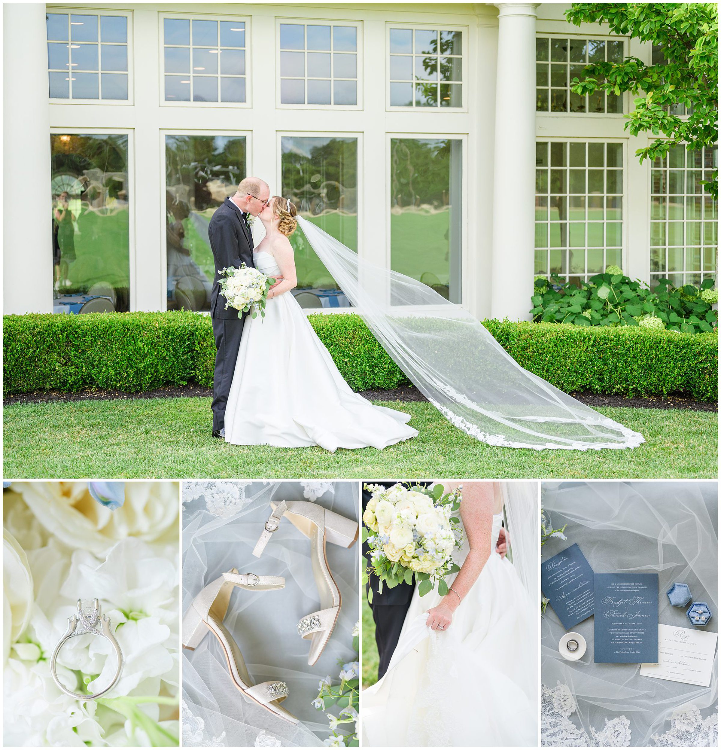 Blue and White Summer wedding day at the Philadelphia Cricket Club Photographed by Baltimore Wedding Photographer Cait Kramer Photography