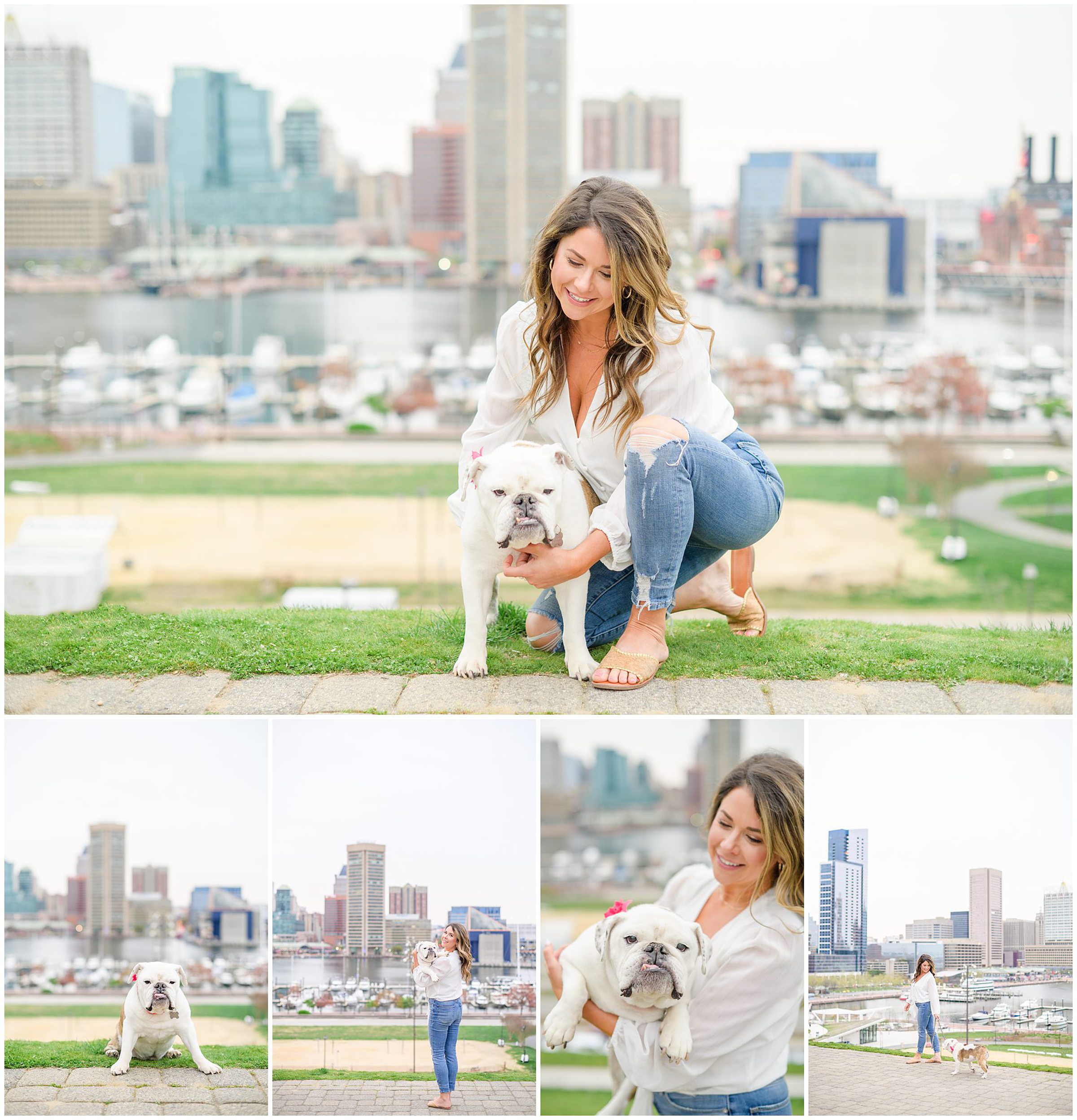 Baltimore Pet Portrait mini session with Lindsey and her English Bulldog, Molly at Federal Hill Park in Baltimore, MD