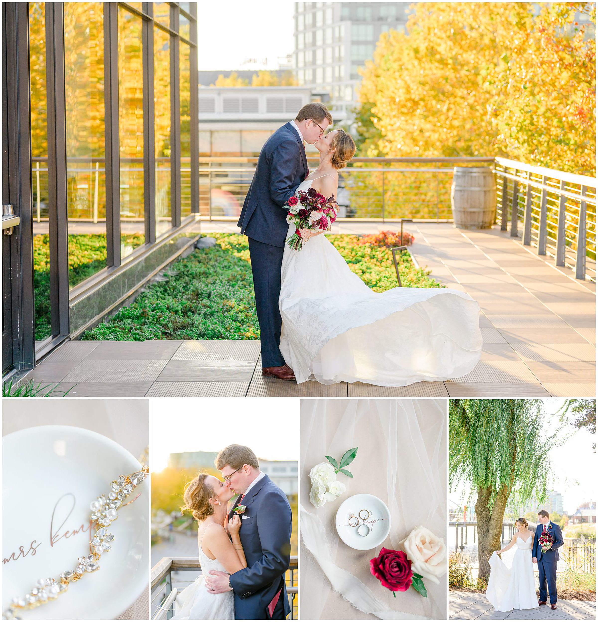 Burgundy fall District Winery wedding day in Washington, DC photographed by Baltimore Wedding Photographer Cait Kramer Photography