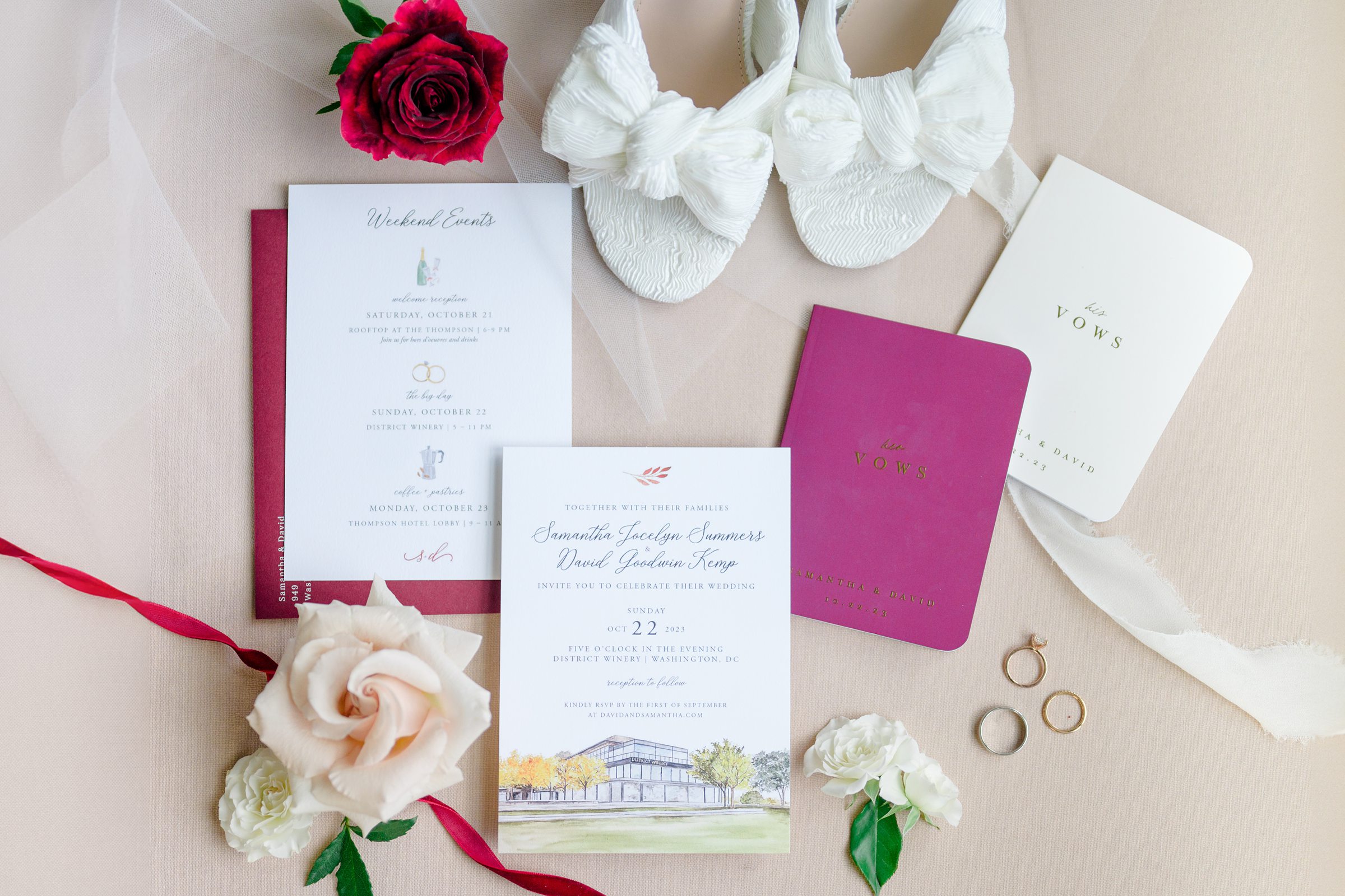 Burgundy fall District Winery wedding day in Washington, DC photographed by Baltimore Wedding Photographer Cait Kramer Photography