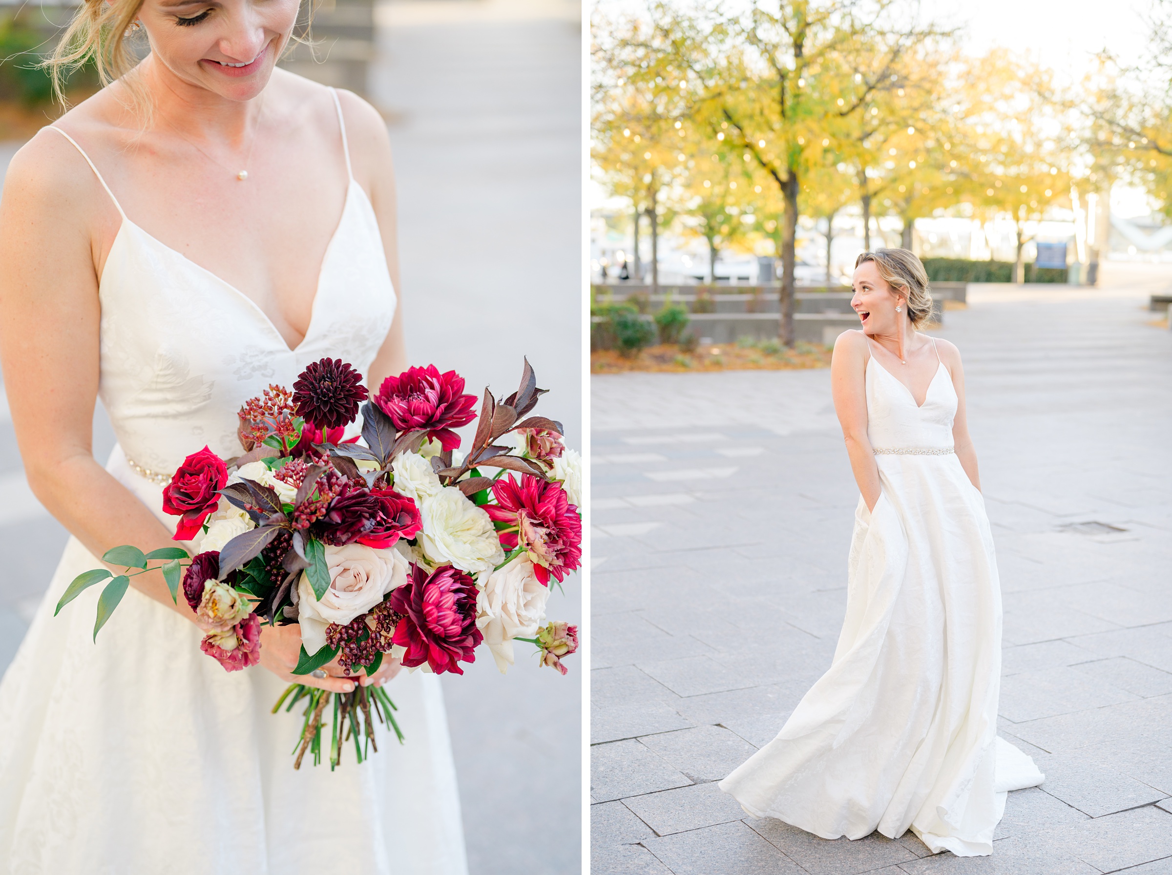 Burgundy fall District Winery wedding day in Washington, DC photographed by Baltimore Wedding Photographer Cait Kramer Photography