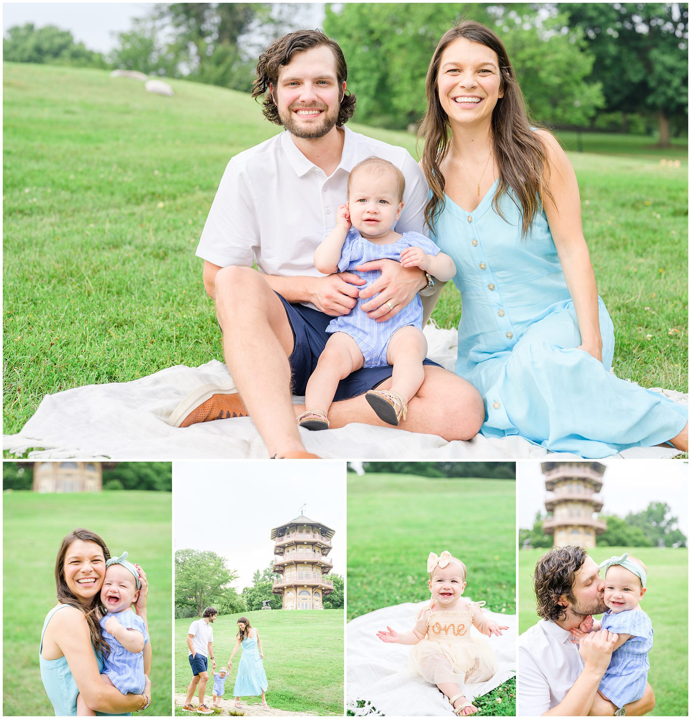 1st Birthday and Family Portrait Session at Patterson Park in Baltimore, Maryland. Photographed by Baltimore Family Milestone Photographer Cait Kramer.