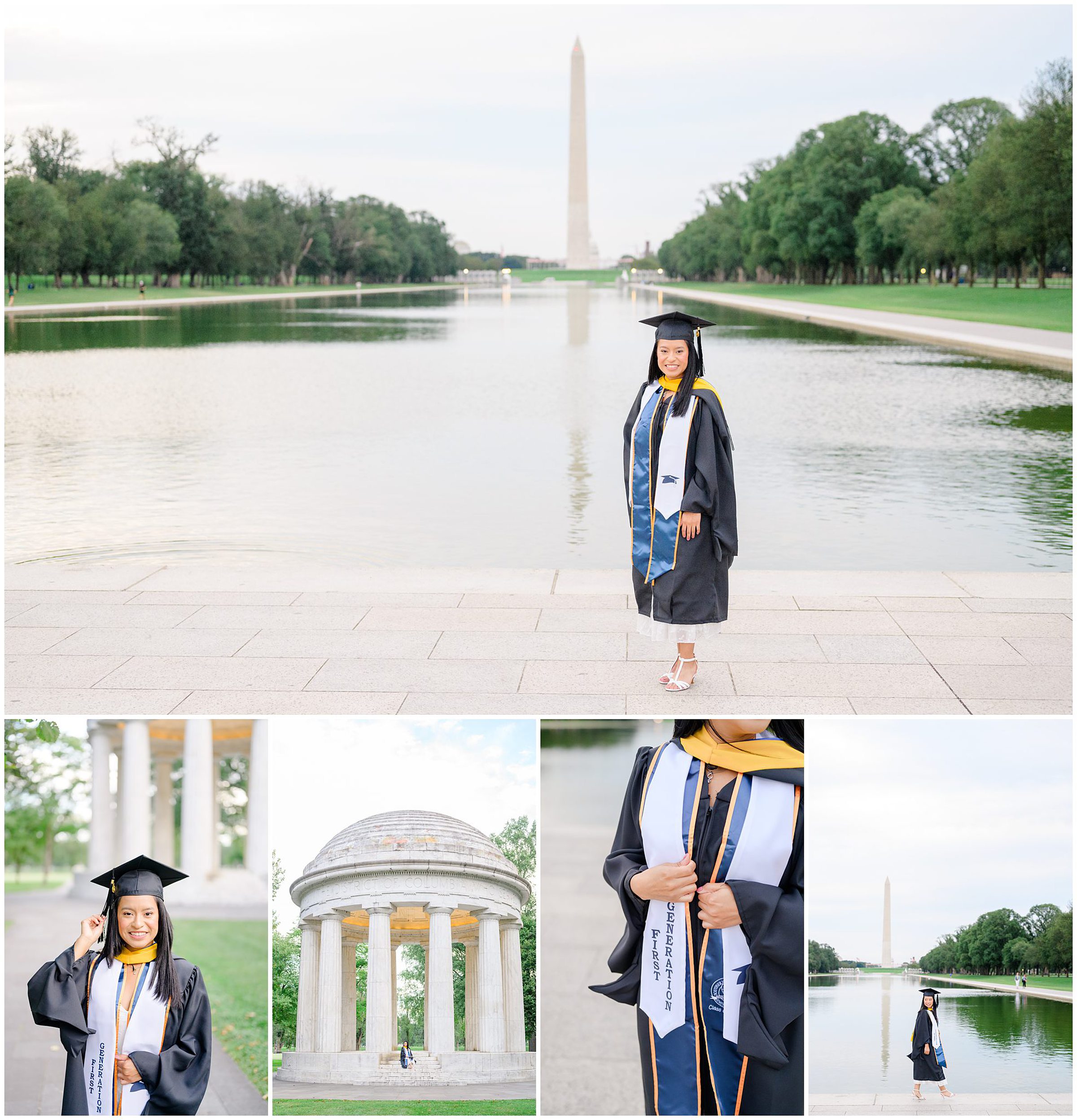 College graduation portrait session at the DC War Memorial in Washington, D.C. photographed by Baltimore Grad Photographer Cait Kramer.