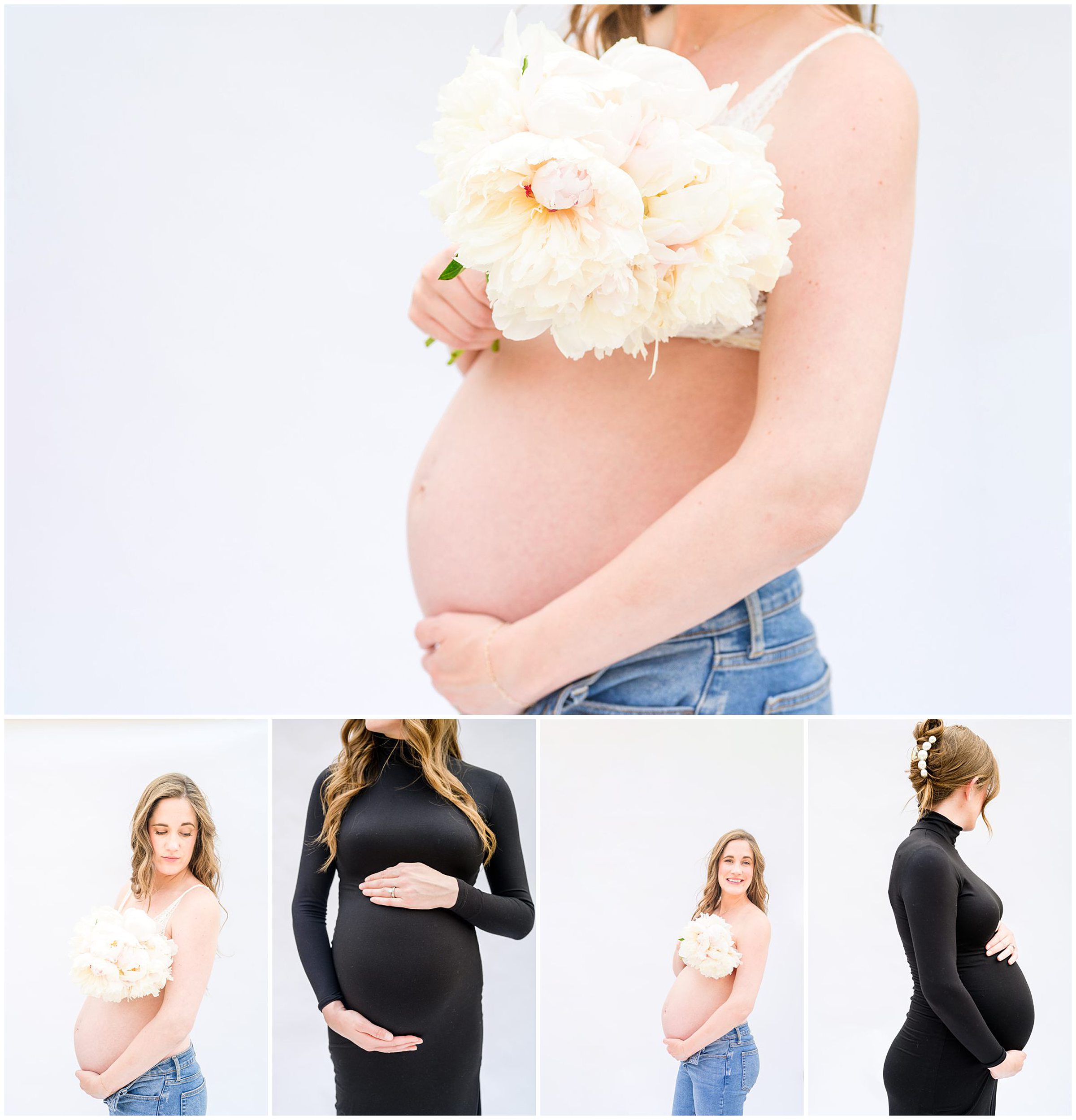 Studio-inspired maternity photos taken in Baltimore, Maryland, photographed by Baltimore Newborn Photographer Cait Kramer Photography.