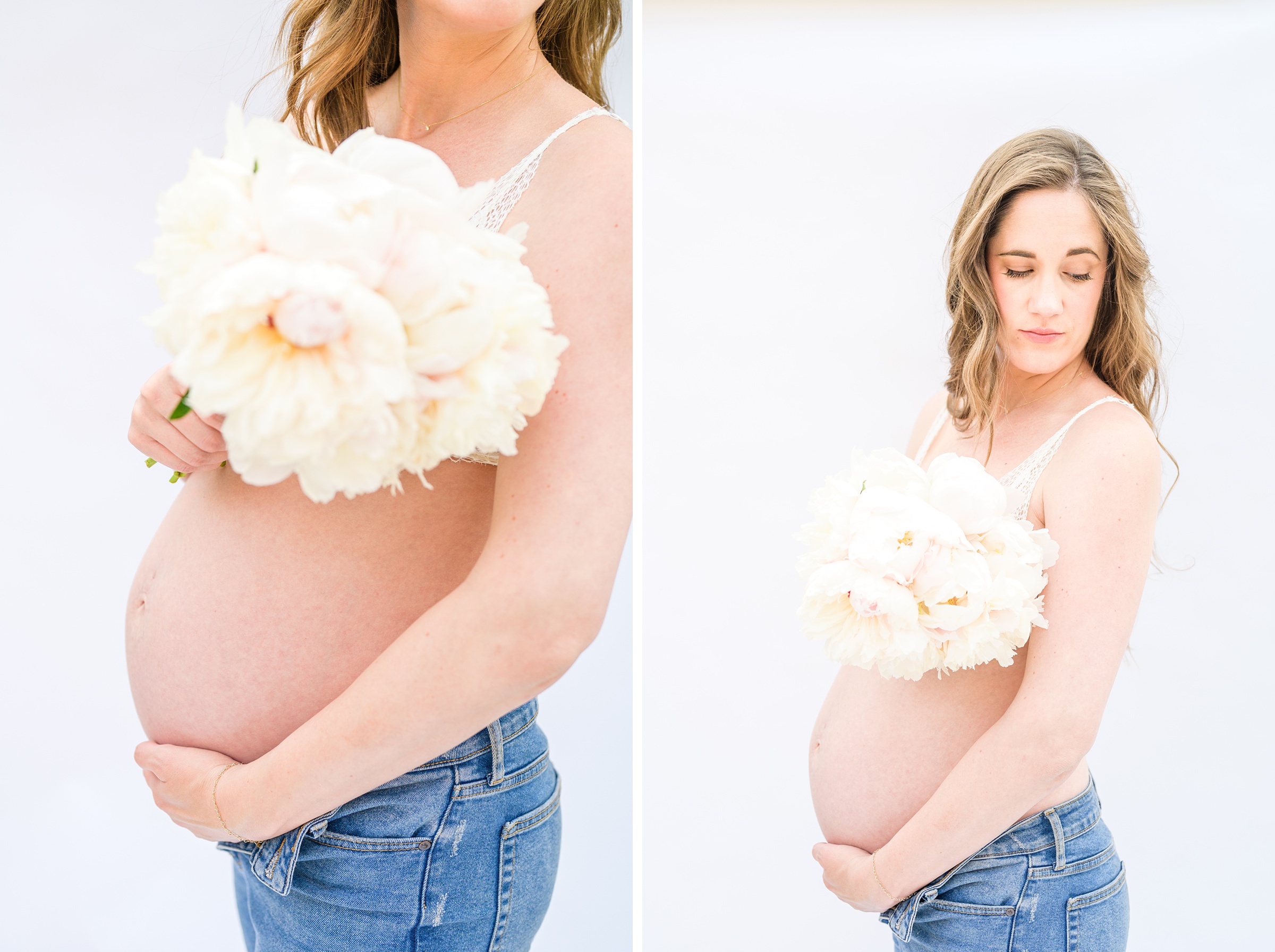 Studio-inspired maternity photos taken in Baltimore, Maryland, photographed by Baltimore Newborn Photographer Cait Kramer Photography.