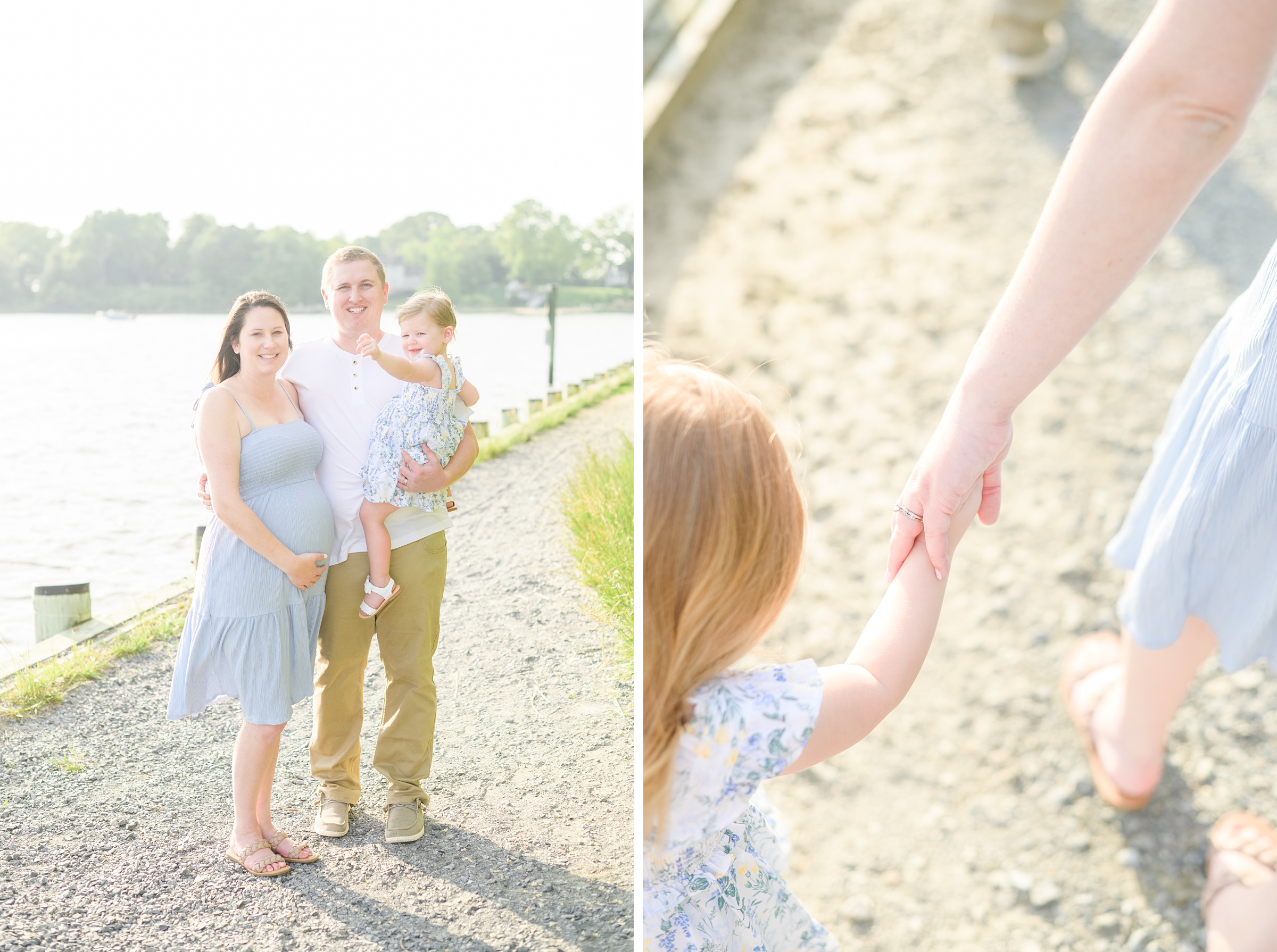 Waterfront maternity portrait session photographed by Baltimore Maternity and Newborn Photographer Cait Kramer.