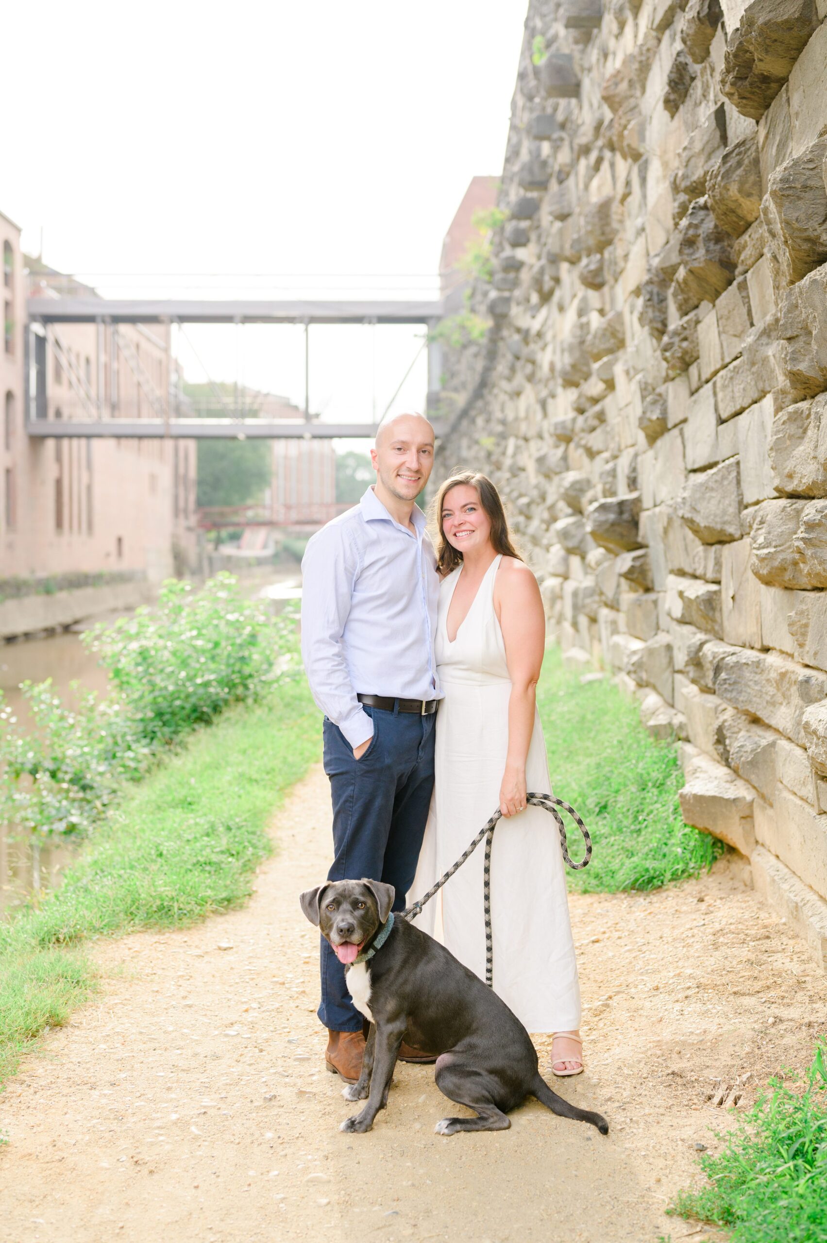 Engaged coupled at the Georgetown Canal for their summer engagement session photographed by Baltimore Wedding Photographer Cait Kramer.