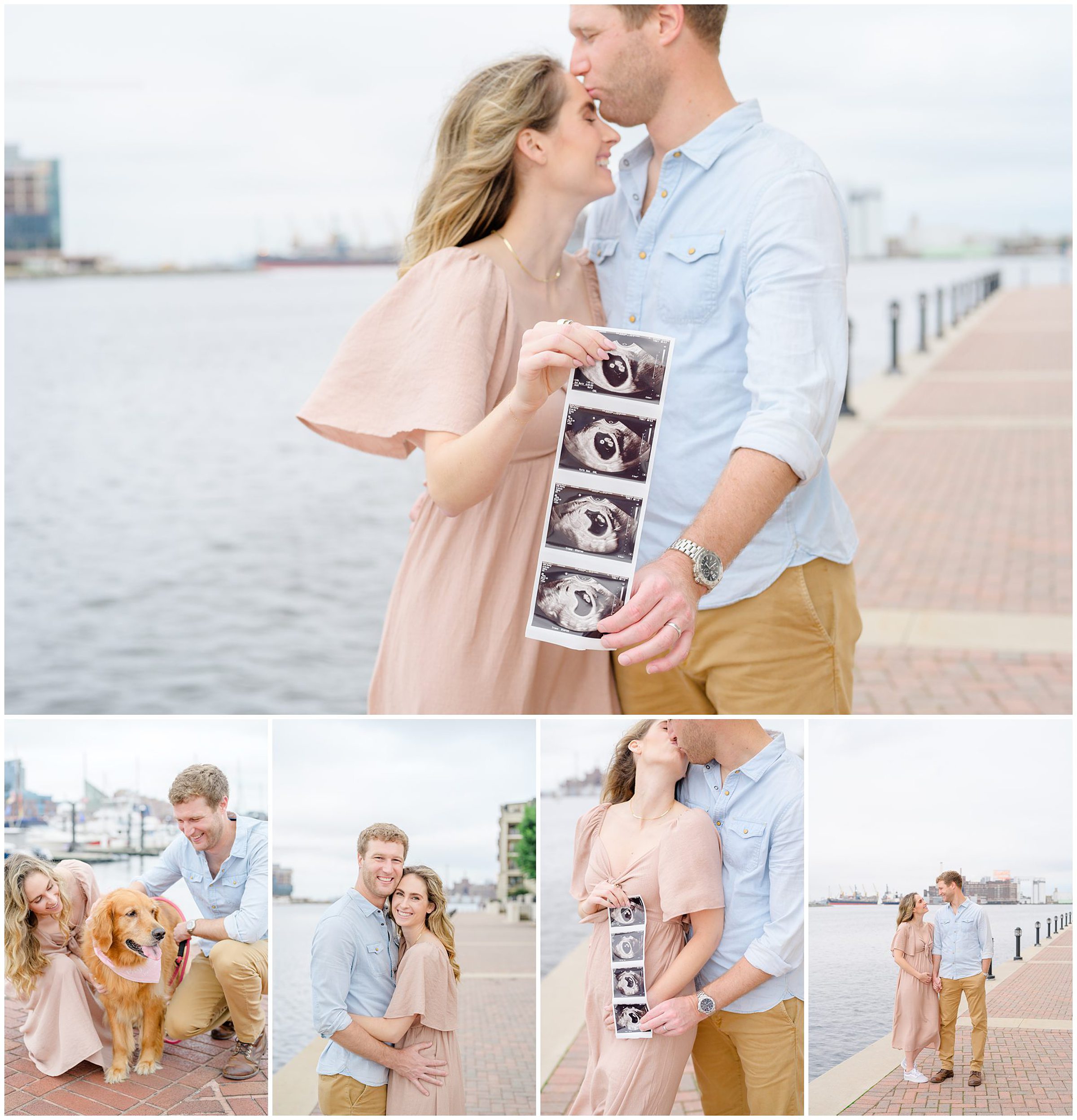 Pregnancy announcement photos at the Baltimore Inner Harbor photographed by Baltimore Maternity Photographer Cait Kramer.